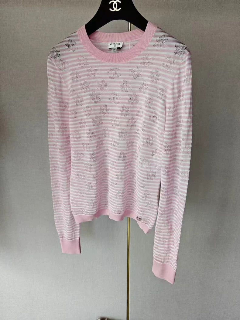 Chanel Chanel Pink Striped Sweater Coat - dmc Size US S / EU 44-46 / 1 - 1 Thumbnail