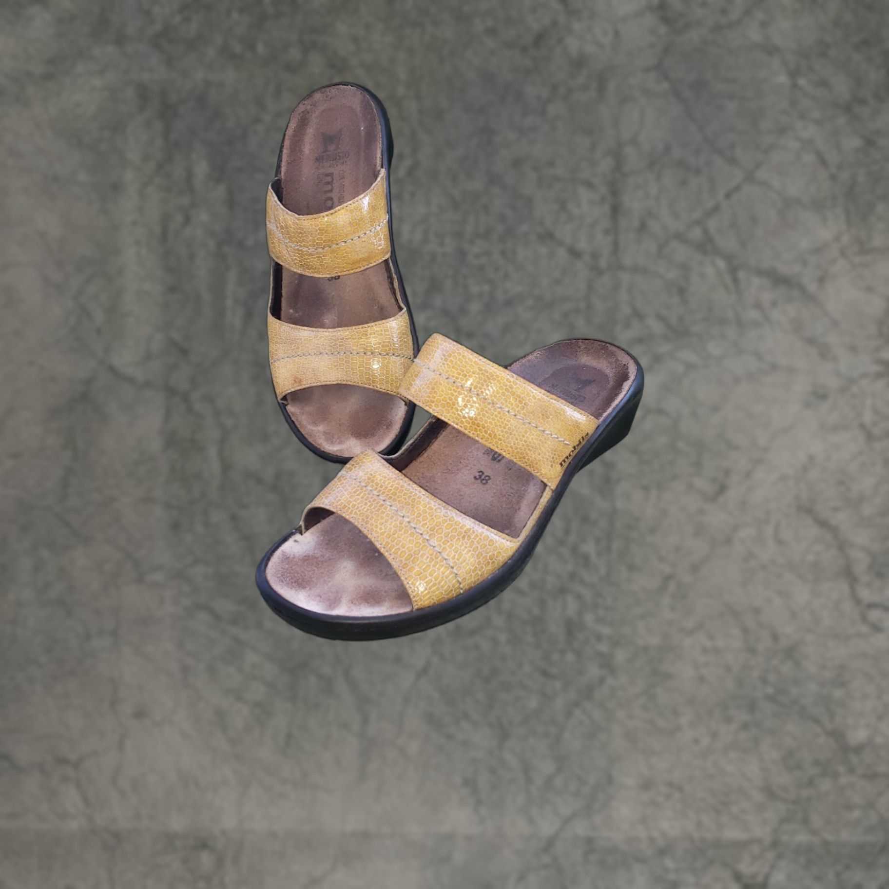 Mephisto Mephisto Mobils Uluria Wedge Slide Sandal US7.5 EU38 Tan Leather Womens Shoes Size US 8 / IT 38 - 1 Thumbnail