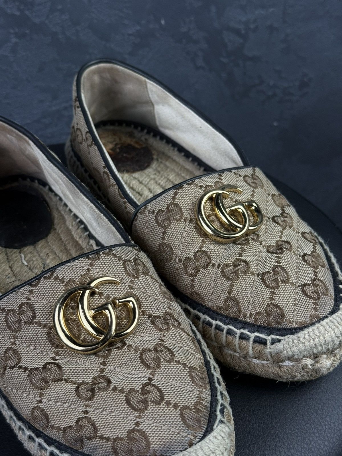 Gucci Gucci GG Supreme Canvas Monogram Espadrille Flats Slip Ons Size US 6 / IT 36 - 7 Thumbnail