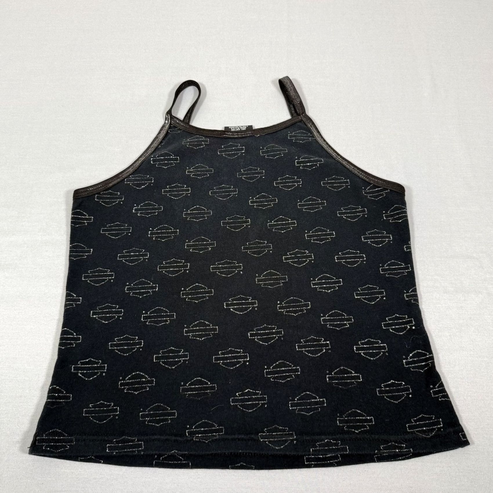 Harley Davidson Harley-Davidson Tank Womens Large Black All Over Print Vintage 90s Y2K Shirt Size L / US 10 / IT 46 - 6 Thumbnail