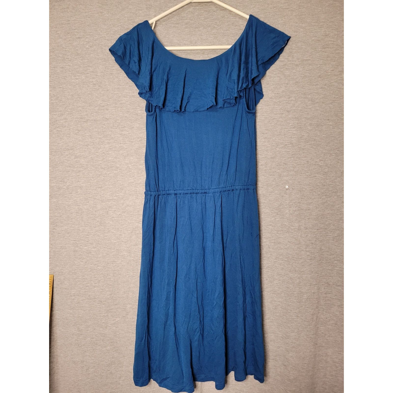Old Navy Women's Old Navy Blue Ruffle Knee Length Dress S Size S / US 4 / IT 40 - 2 Thumbnail
