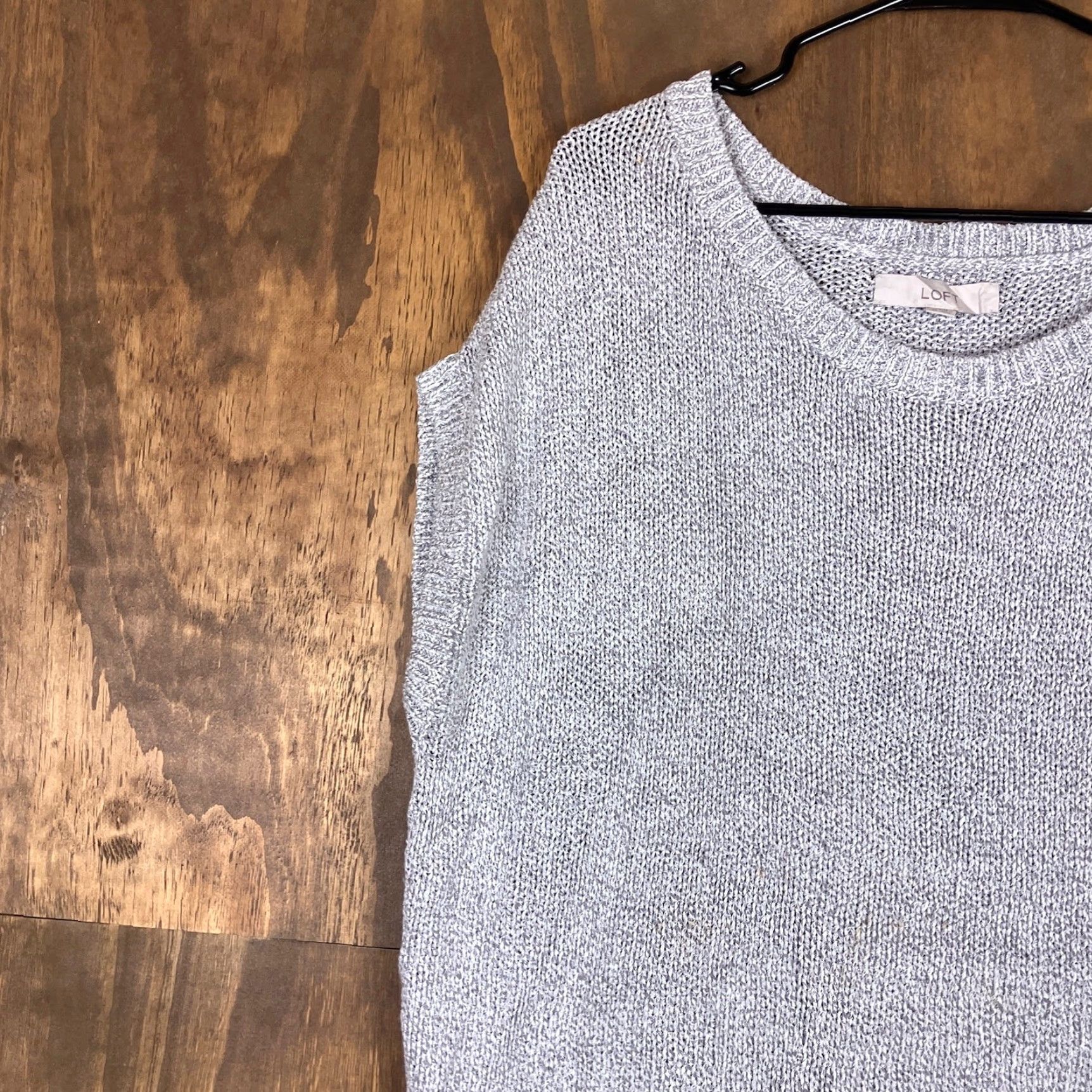Ann Taylor VINTAGE Ann Taylor LOFT Women Sweater Gray Metallic Sleeveless Knit Boat Neck Stretch XL Size XL / US 12-14 / IT 48-50 - 3 Thumbnail