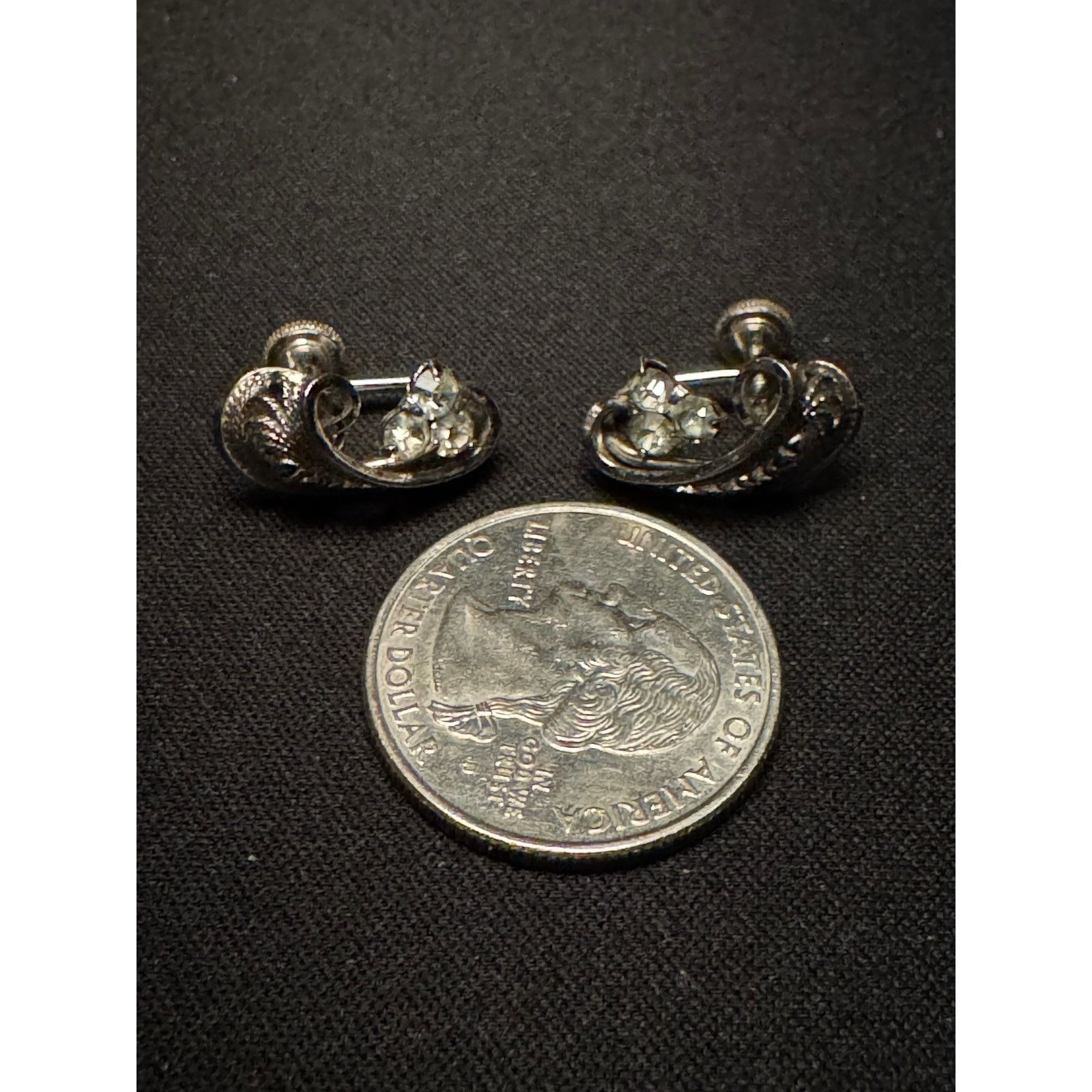 Other Vintage Am Lee Sterling Filigree Rhinestone Earrings Size ONE SIZE - 4 Thumbnail