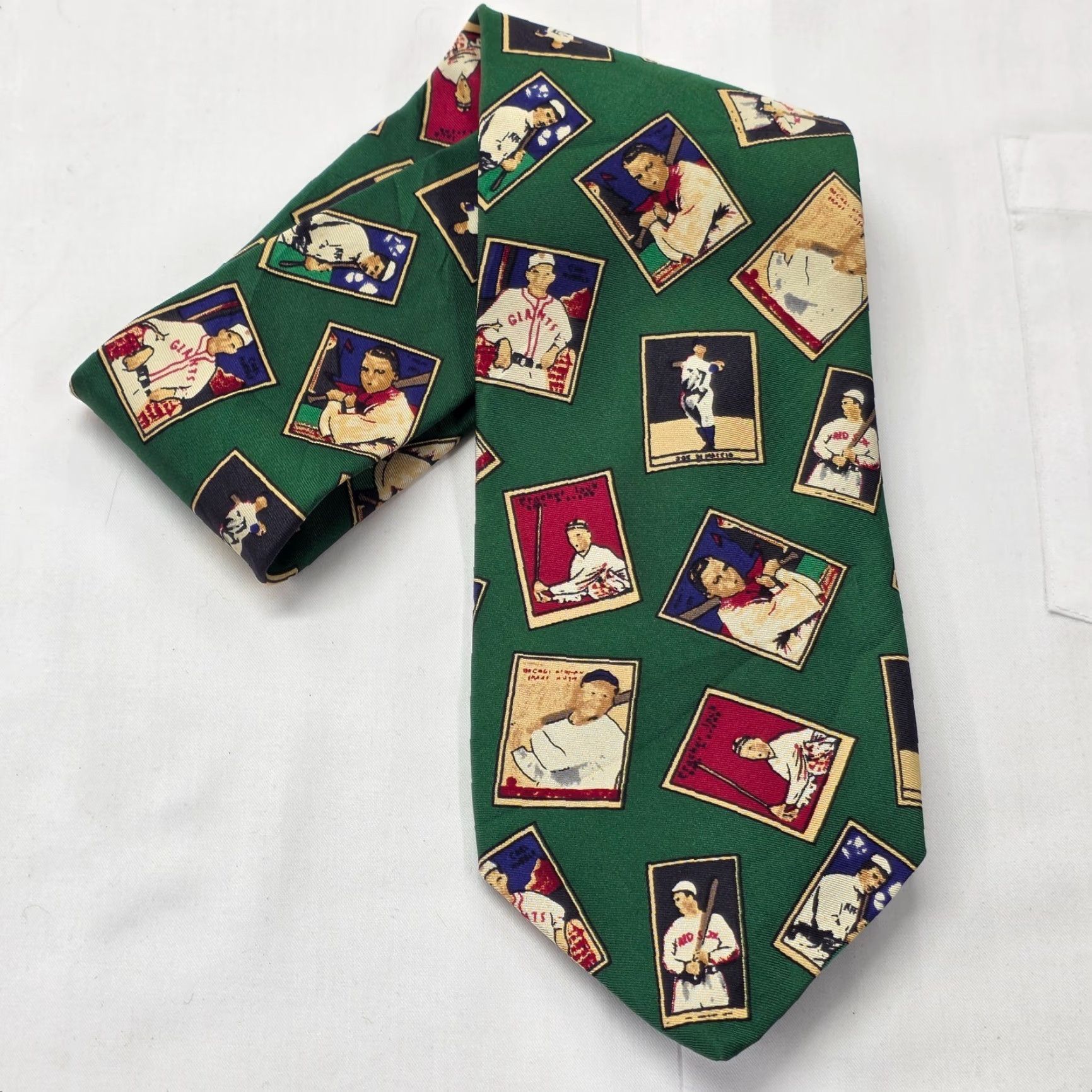Robert Talbott VTG Robert Talbott Necktie Mens Green Baseball Theme 100% Silk tie Made In USA Size ONE SIZE - 4 Thumbnail
