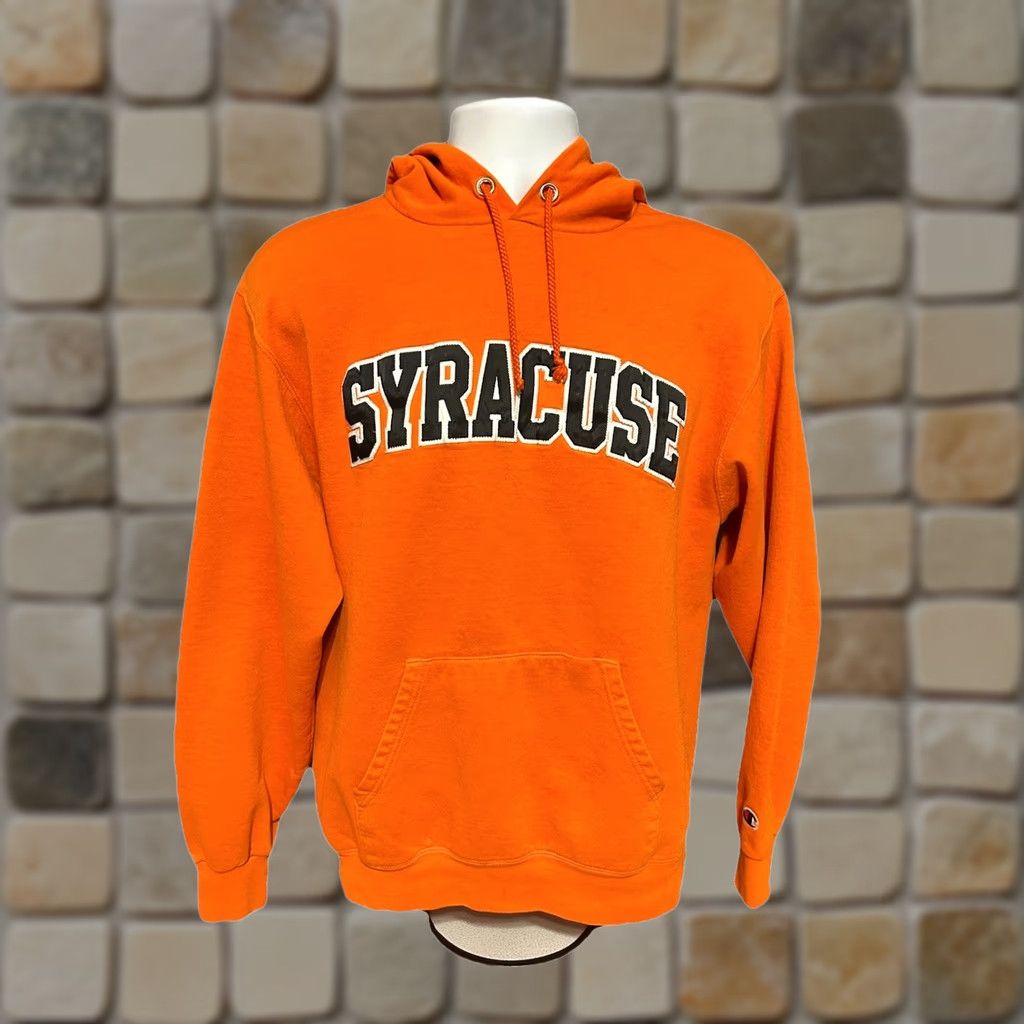 Champion VTG Syracuse University Hoodie Adult Medium Orange Drawstrings Kangaroo Pocket Champion Pullover Hooded Sweatshirt Size US M / EU 48-50 / 2 - 1 Thumbnail