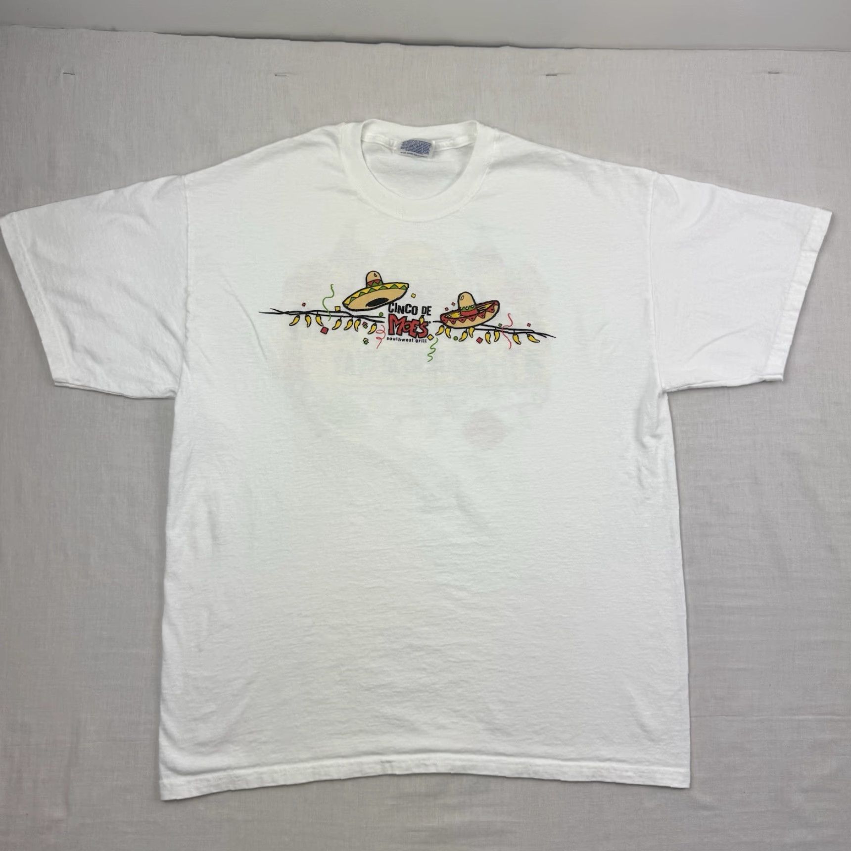 Hanes VINTAGE Hanes T-Shirt 90s Shirt Adult Large White Cinco De Mayo Promo Tee Mens L Size US L / EU 52-54 / 3 - 3 Thumbnail