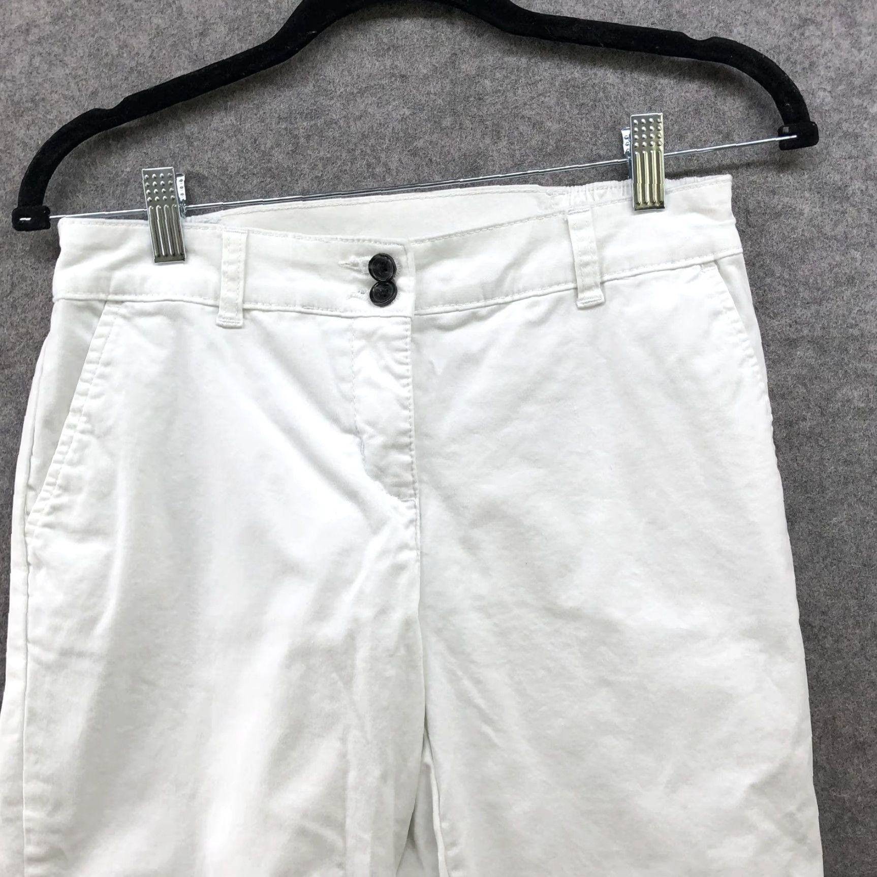 Vintage Karen Scott Pants Womens 6P Capri Chino White Flat Front Mid Rise Cropped Summer Size 28" / US 6 / IT 42 - 3 Thumbnail