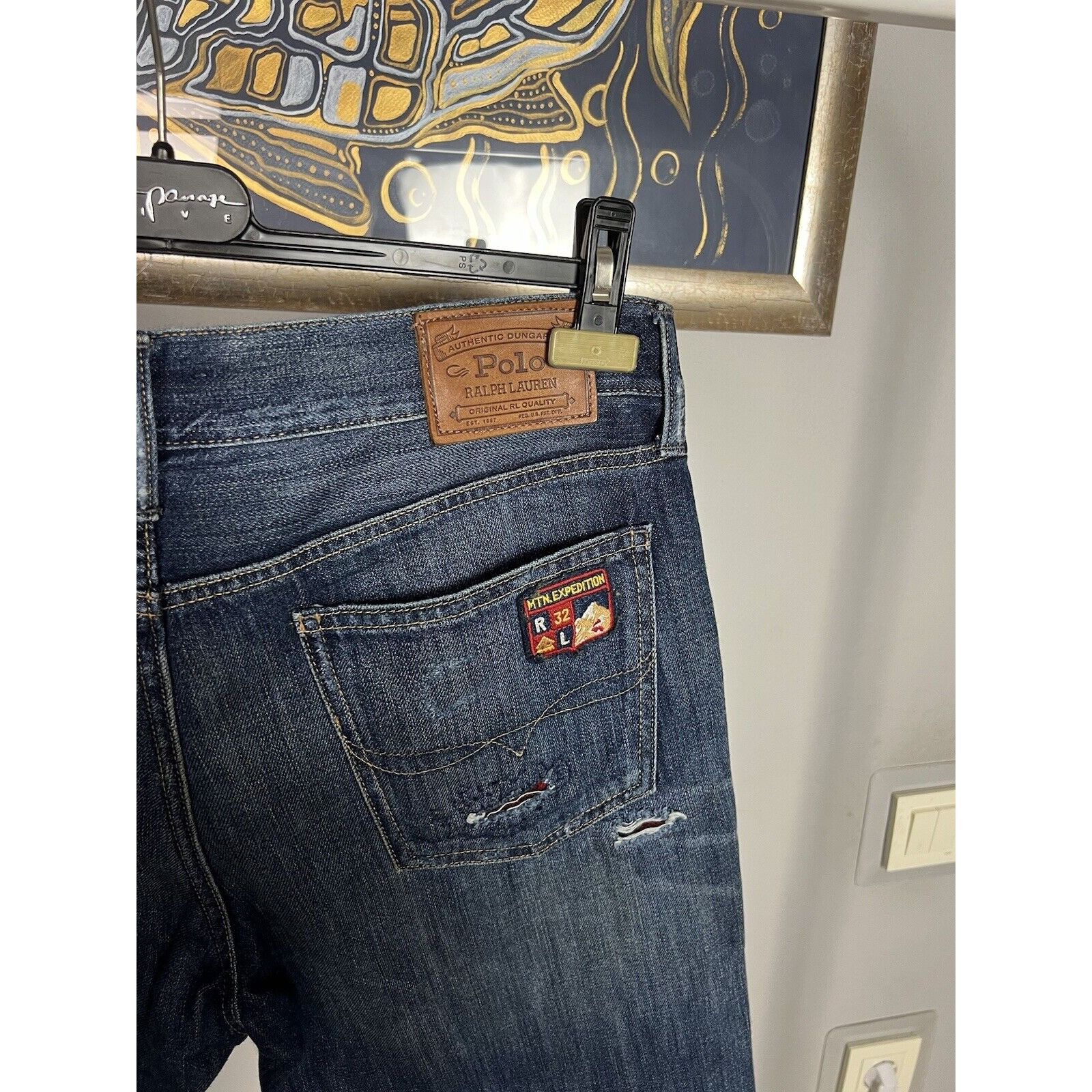 Polo Ralph Lauren Polo Ralph Lauren Dungarees Patchwork Blue Distressed Denim Size US 29 - 15 Thumbnail