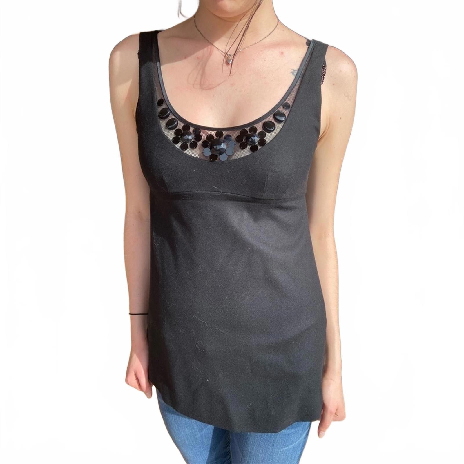 Designer Rebecca Taylor Black Wool Beaded Bodice Dress Sz 4 Size S / US 4 / IT 40 - 1 Thumbnail