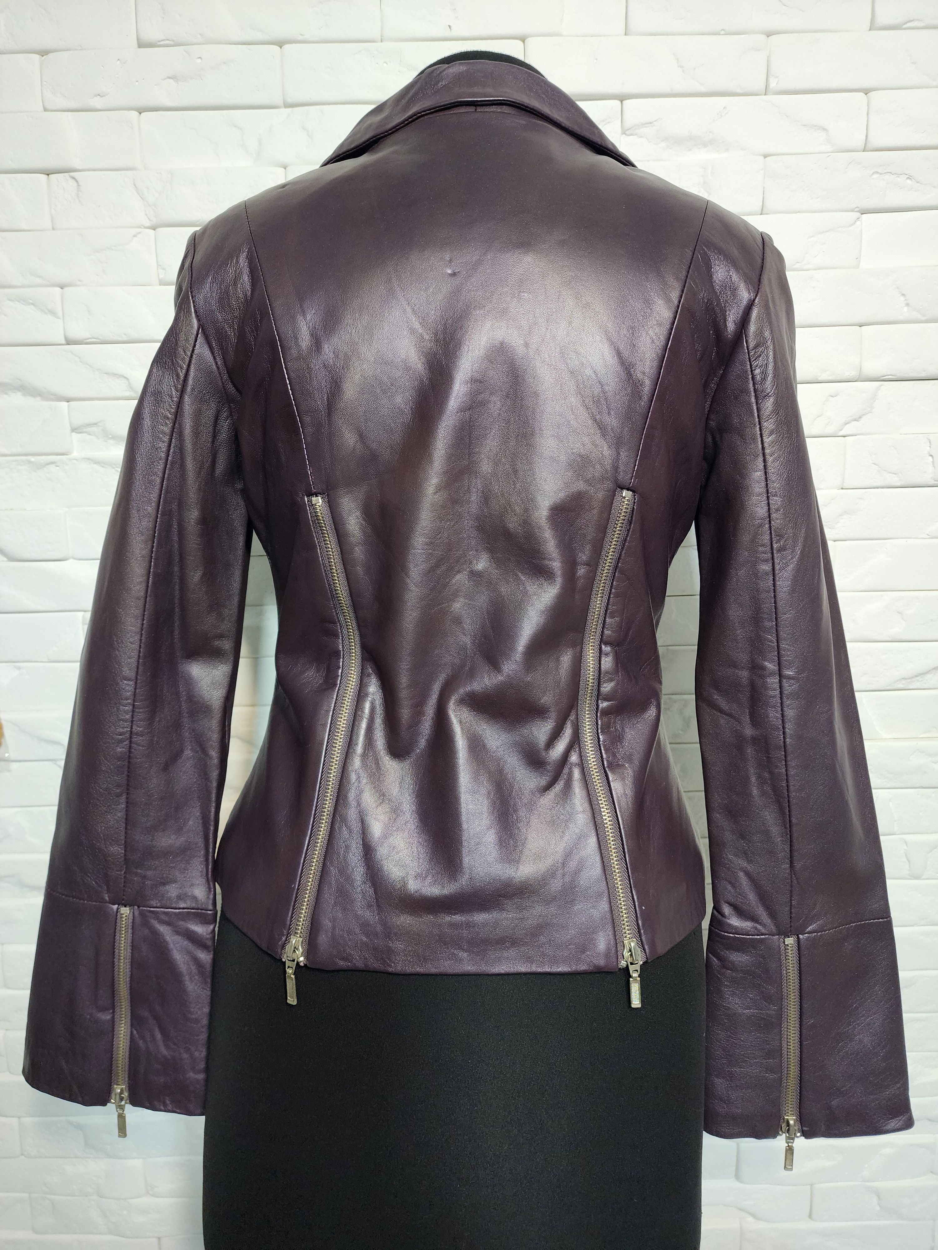Other Purple Leather Jacket: Women's Vintage Styled Jacket Size M / US 6-8 / IT 42-44 - 4 Thumbnail