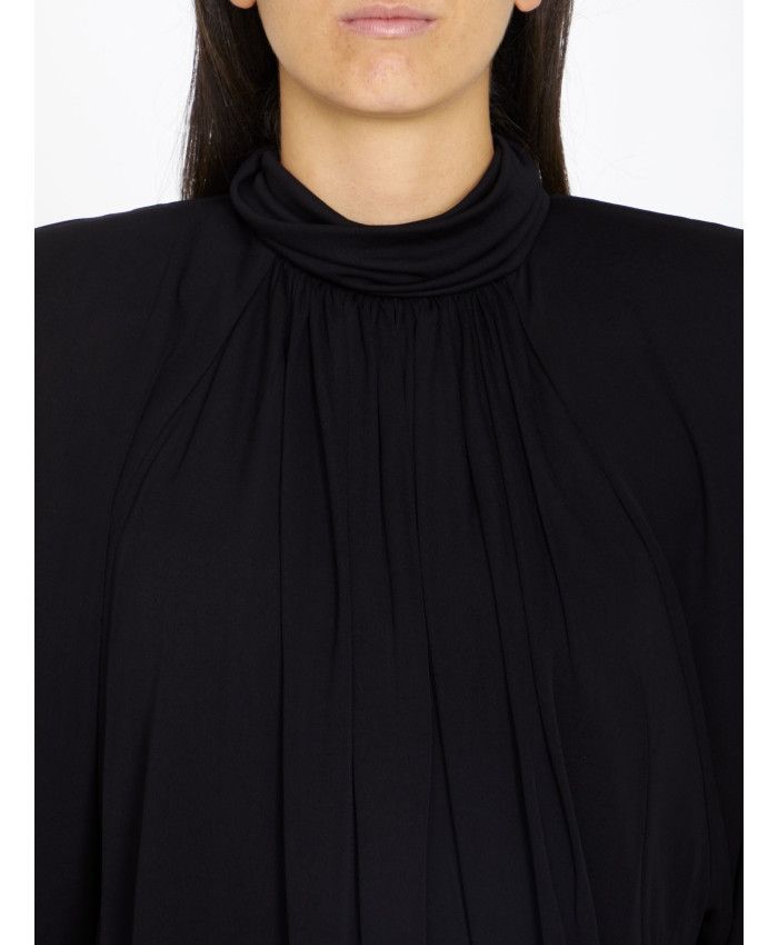 Saint Laurent Paris o1s1wg111124 Draped Dress in Satin Crepe Jersey in Black Size XS / US 0-2 / IT 36-38 - 4 Thumbnail