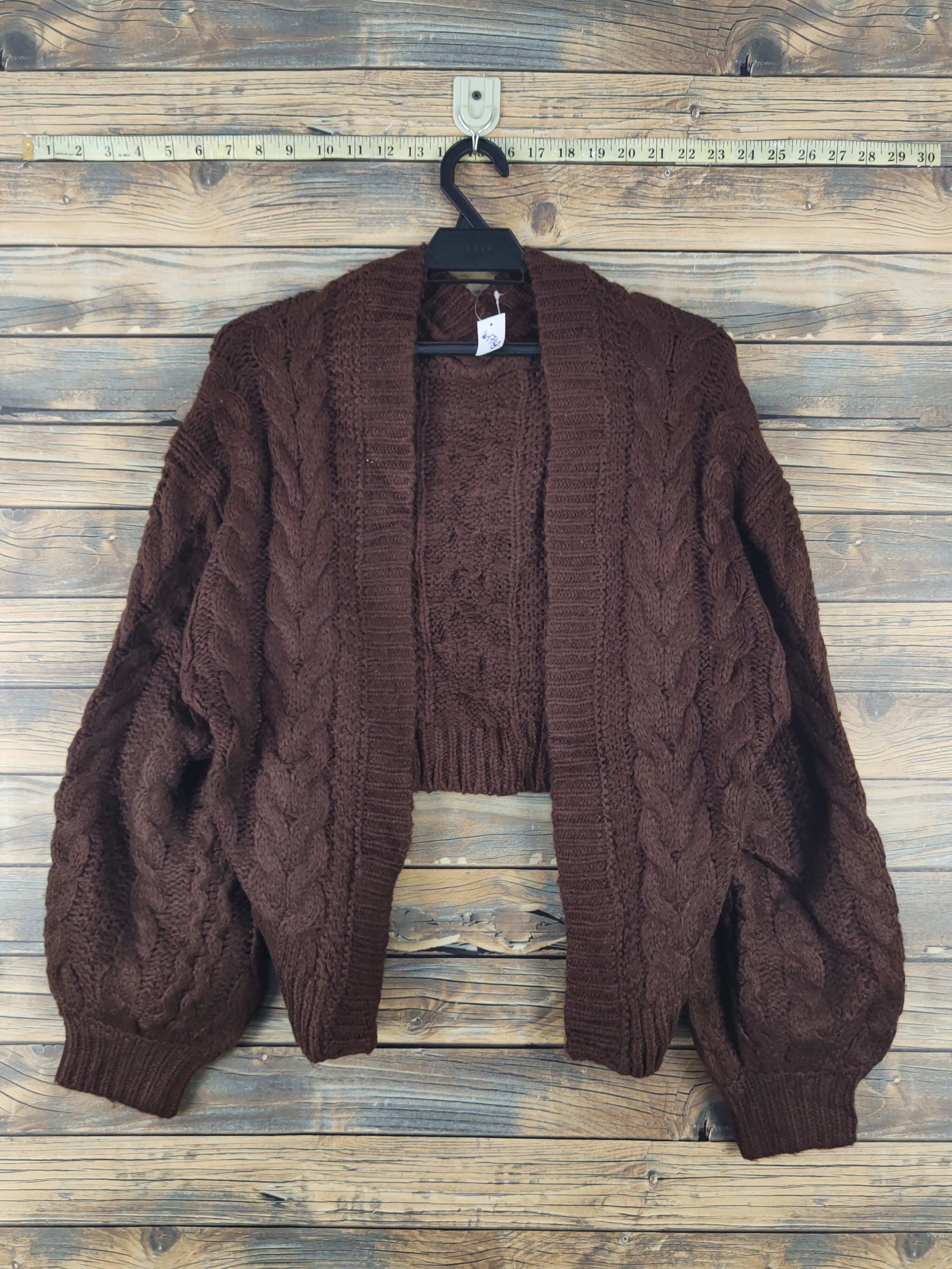 Aran Isles Knitwear Earth Music&Ecology Brown Knitwear Crop Tops Cardigan #W1743 Size L / US 10 / IT 46 - 1 Thumbnail