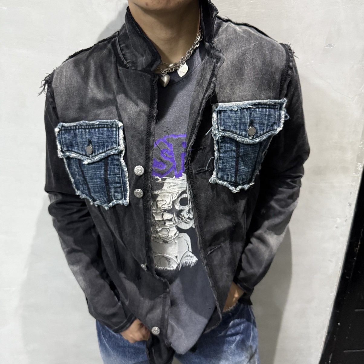 Vintage Vintage Tough Jeans Smith Distressed Western Chore Jacket Size 40L - 9 Thumbnail