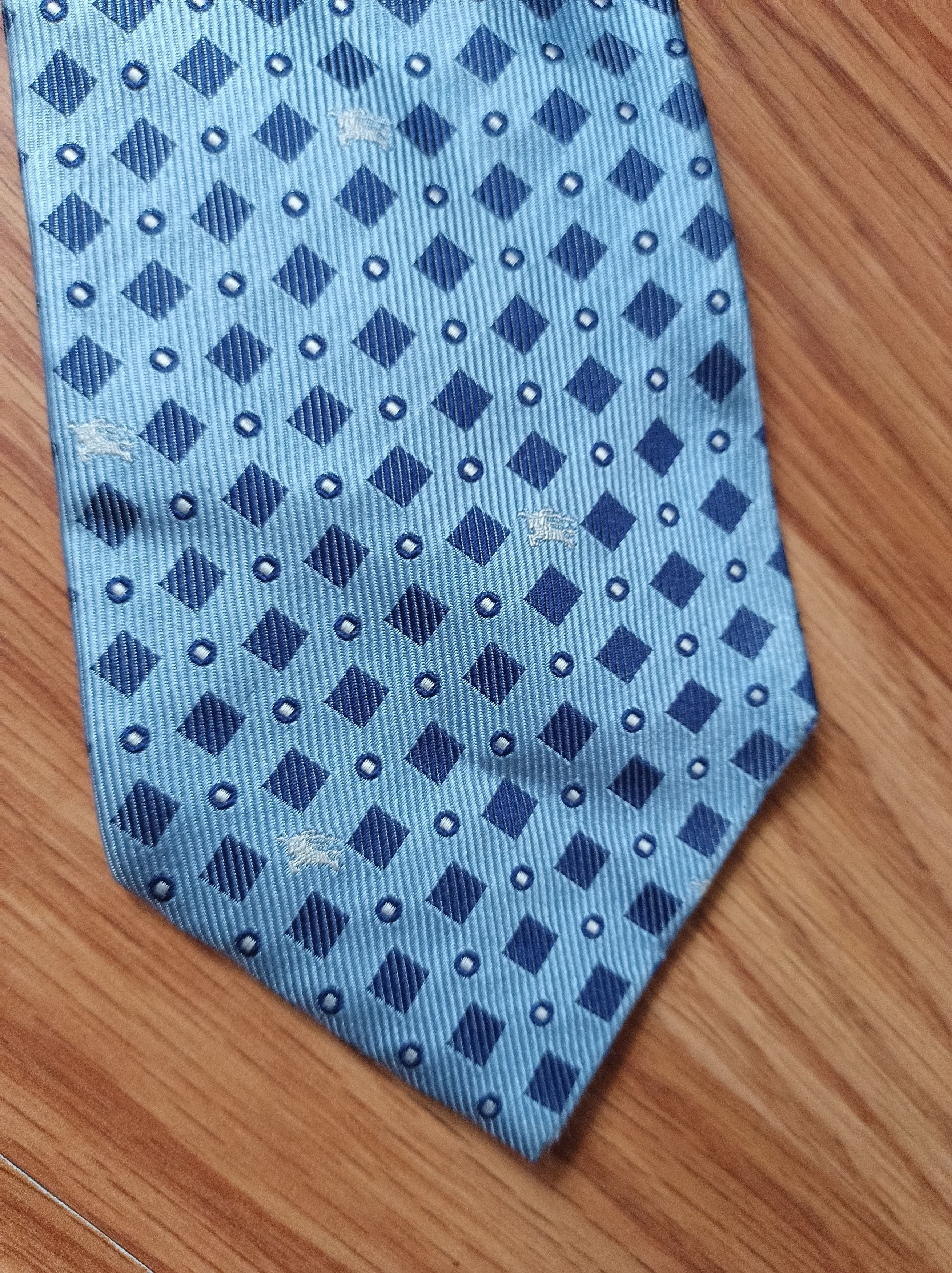 Burberry BURBERRY London Blue Monogram Logo Silk Mens Tie Size ONE SIZE - 3 Thumbnail