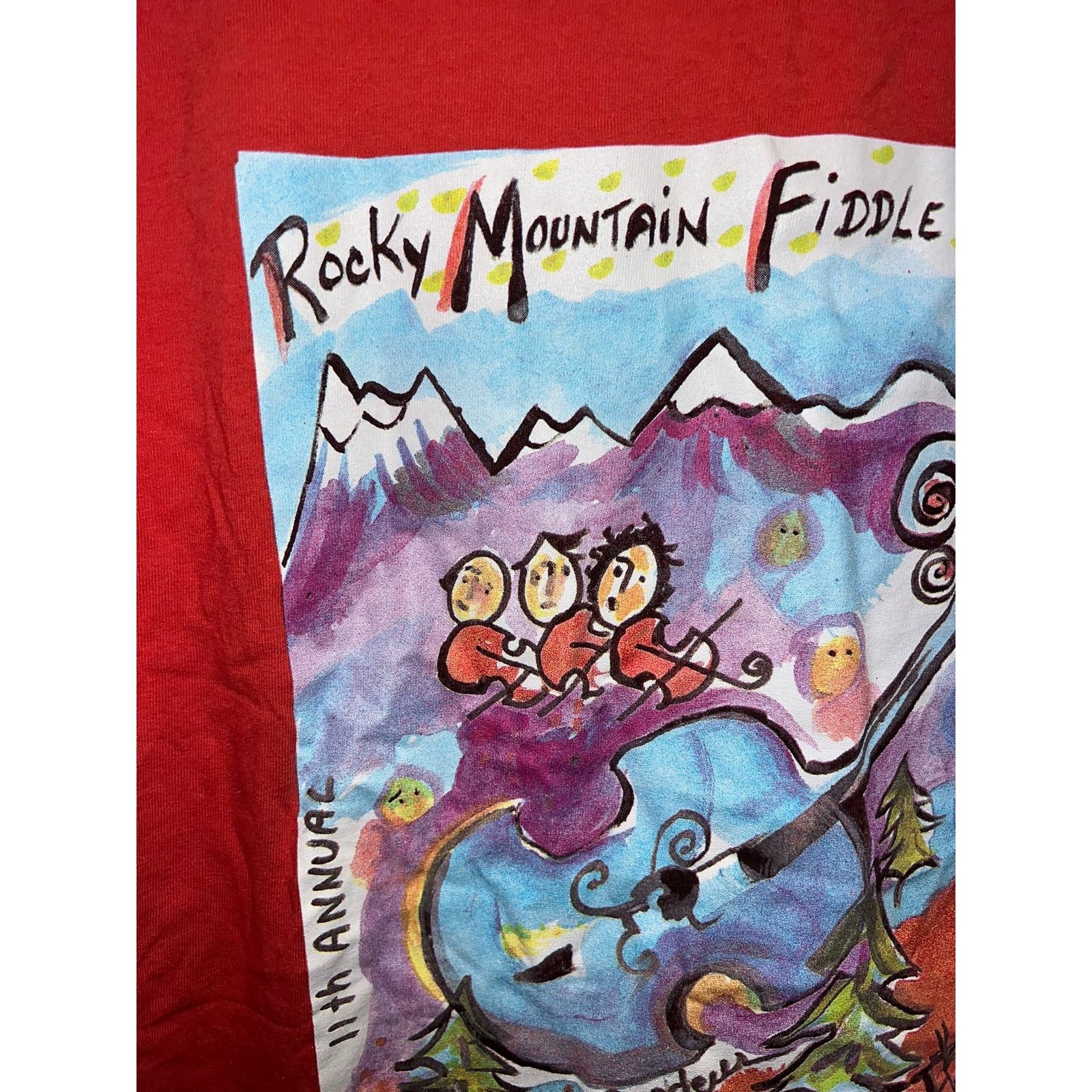 Gildan Rocky Mountain Fiddle Camp Shirt Red Graphic Music Tee Large Size US L / EU 52-54 / 3 - 3 Thumbnail