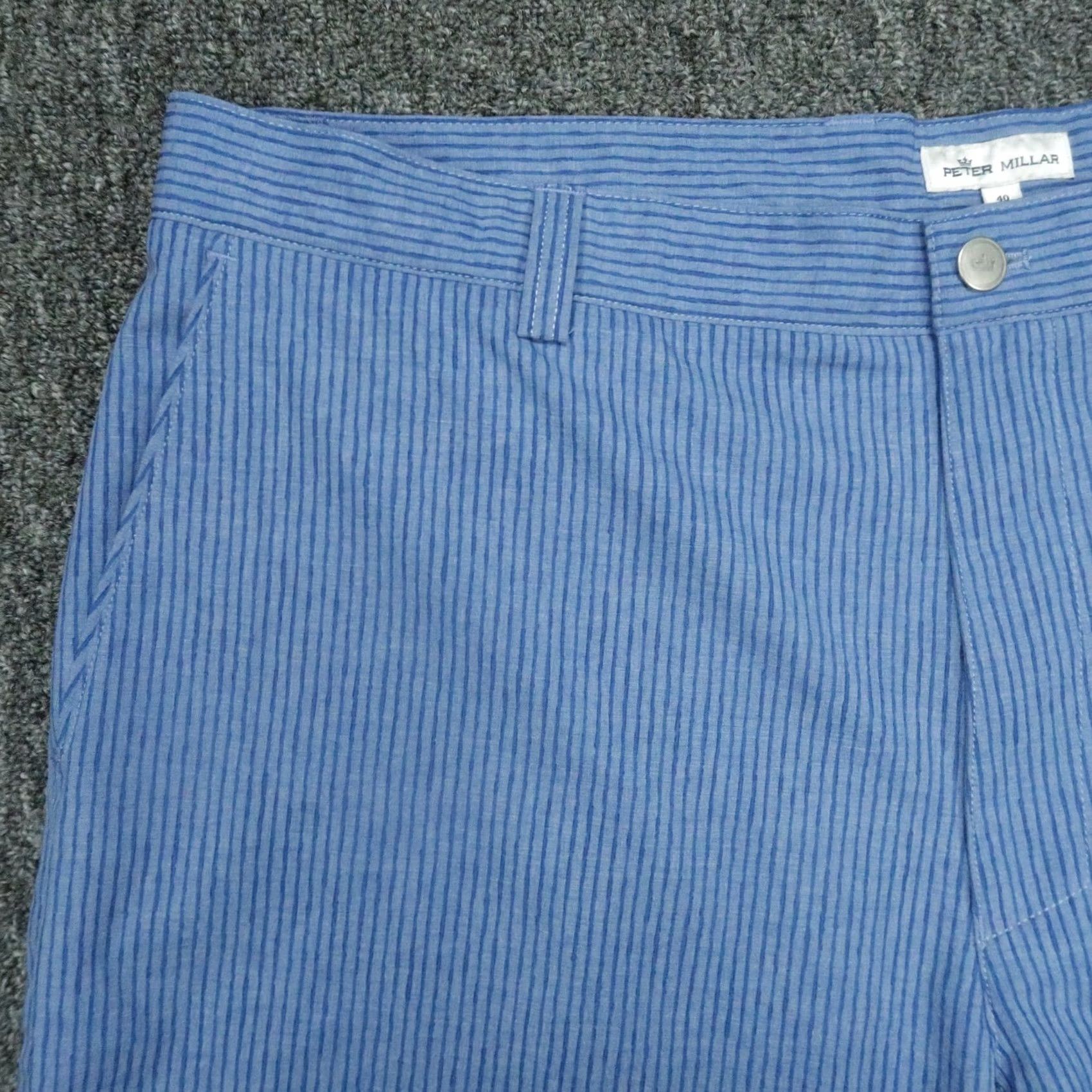 Peter Millar Peter Millar Shorts Mens 40 Blue Striped Shackleford Performance Stretch Golf Shirt? Size US 40 / EU 56 - 2 Thumbnail