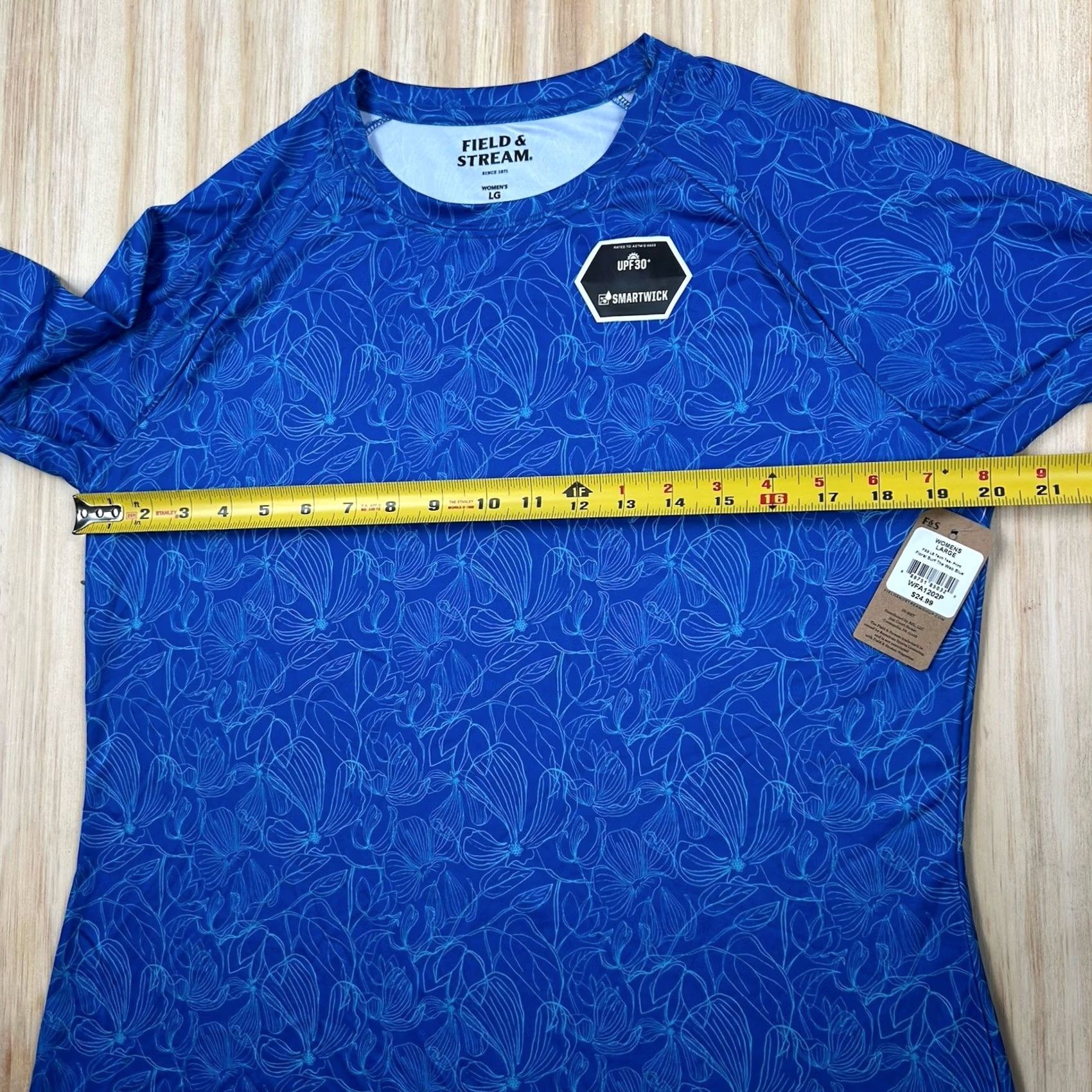 Vintage Field & Stream Women's L Blue Floral Surf UPF 30 Smartwick Long Sleeve Tech Size L / US 10 / IT 46 - 6 Thumbnail