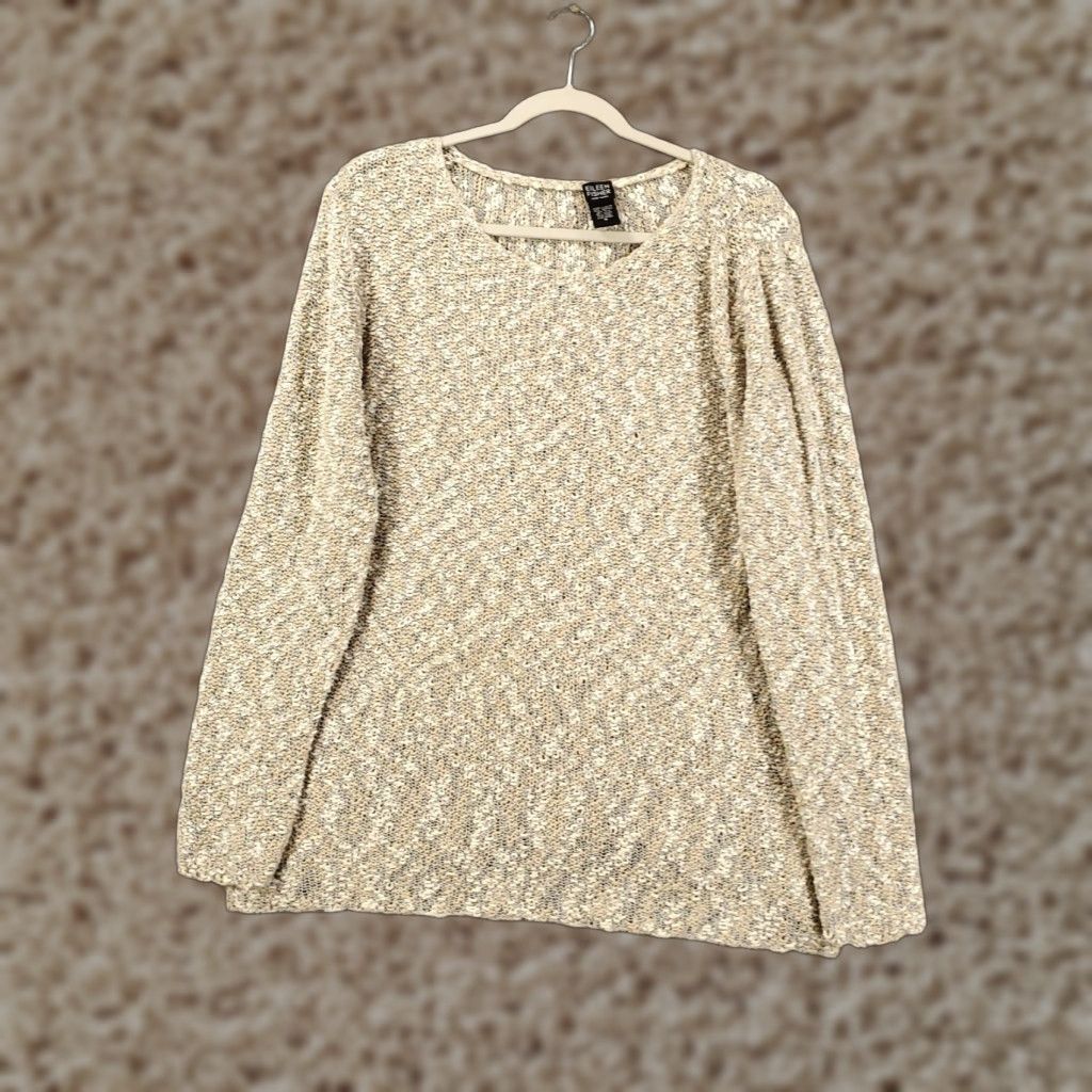 Eileen Fisher Eileen Fisher Silk Sweater Womens M Beige Silk Blend Open Knit Lightweight Pullover Knit Casual Bohemian Classic Size M / US 6-8 / IT 42-44 - 1 Thumbnail