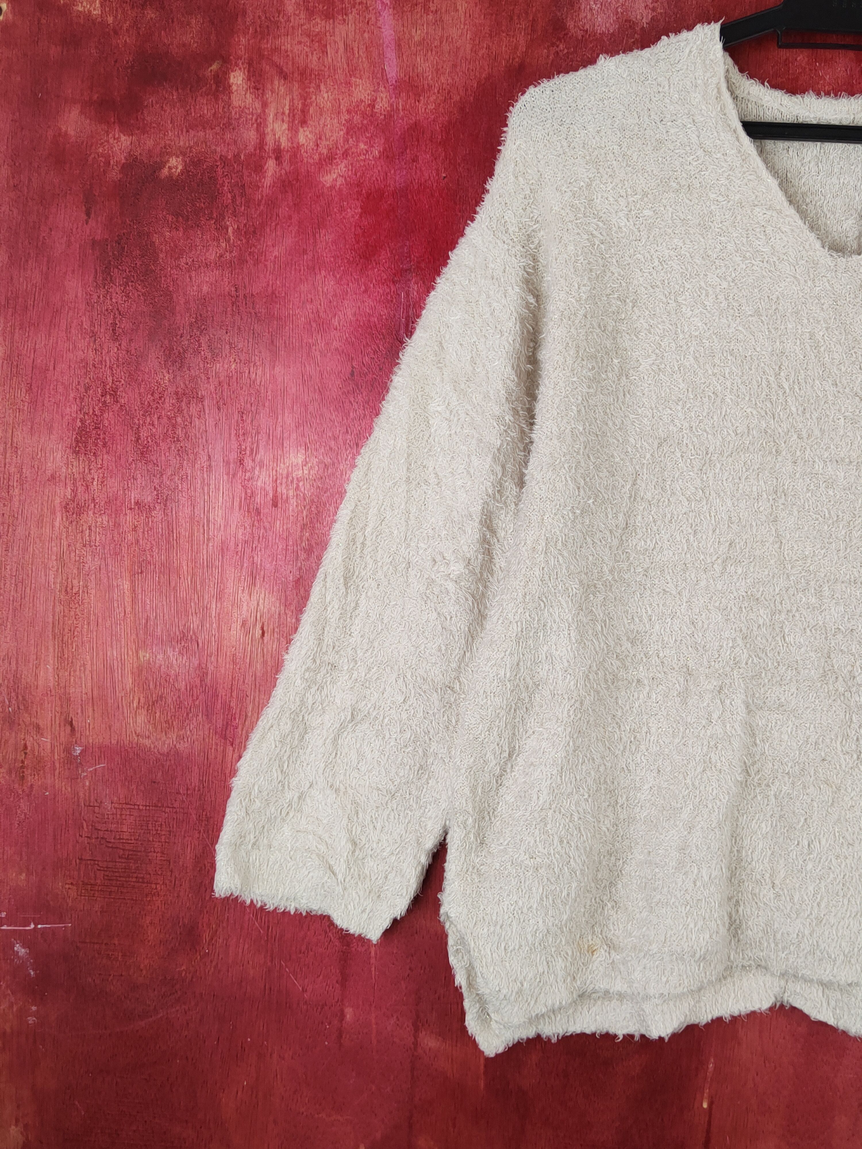 Homespun Knitwear Topvalu Light Brown Shag Shaggy Fur Mohair Knitwear #S1900 Size L / US 10 / IT 46 - 3 Thumbnail