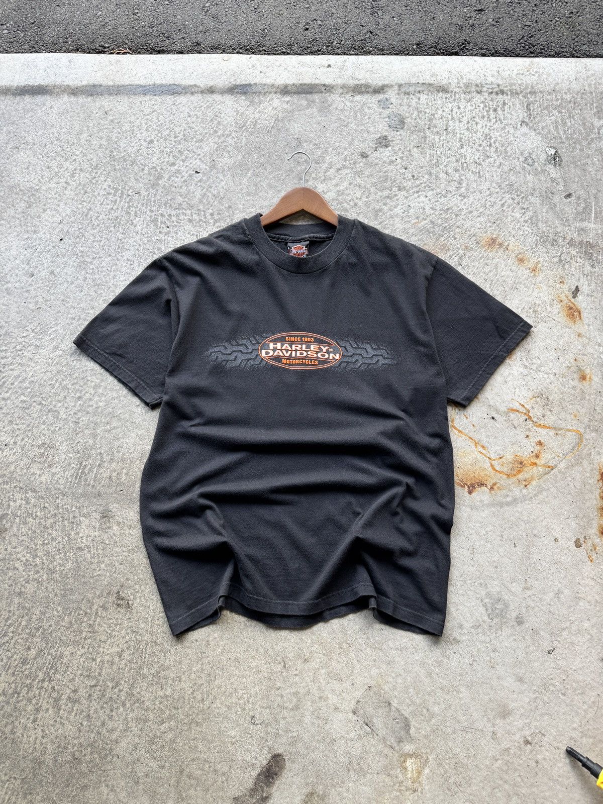 Vintage Harley Davidson black streetwear graphic print tee