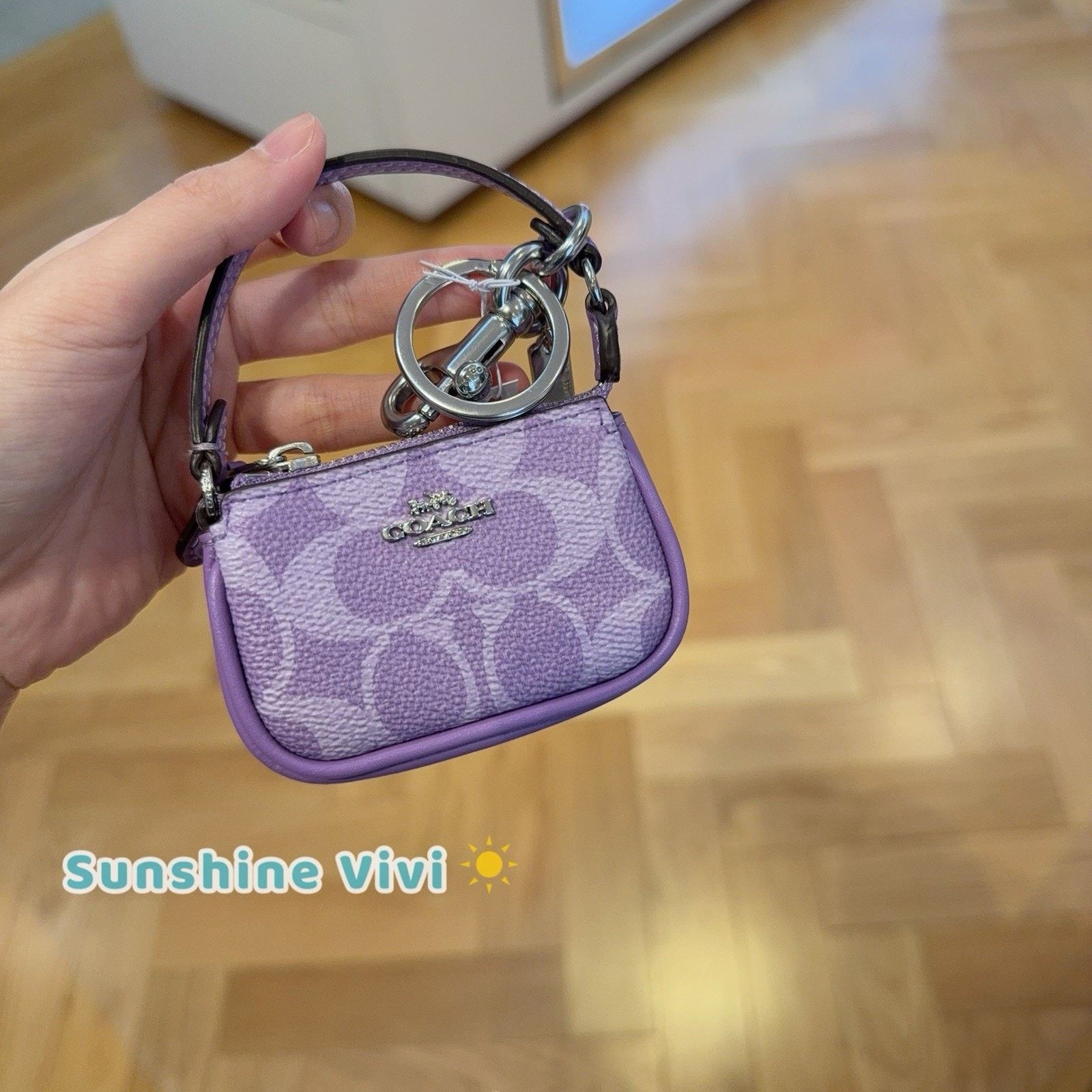 NWT Coach Mini Nolita Bag Charm Signature CX067 SILVER/IRIS