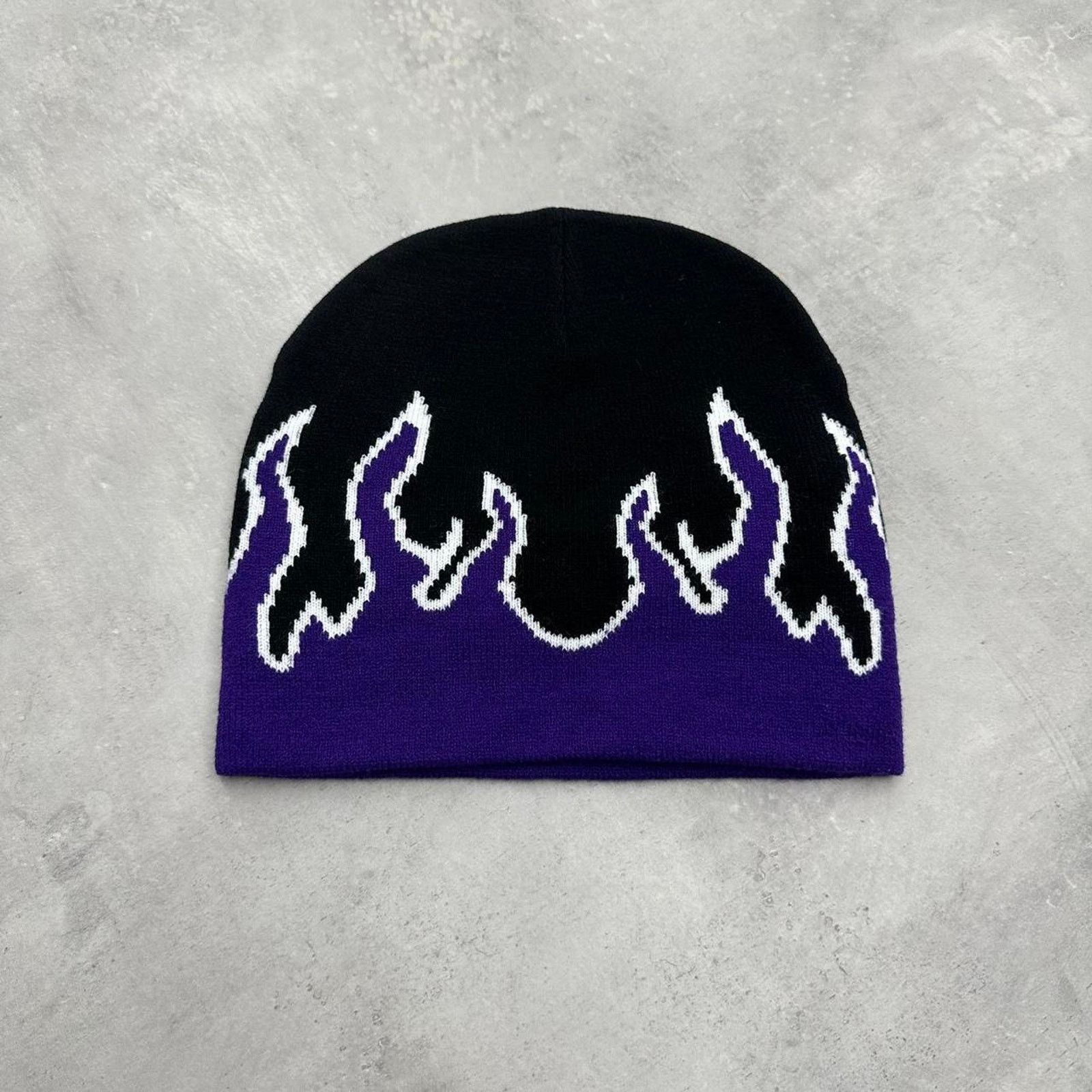 Other Vintage Style Purple Flame Beanie Hat Size ONE SIZE - 1 Thumbnail