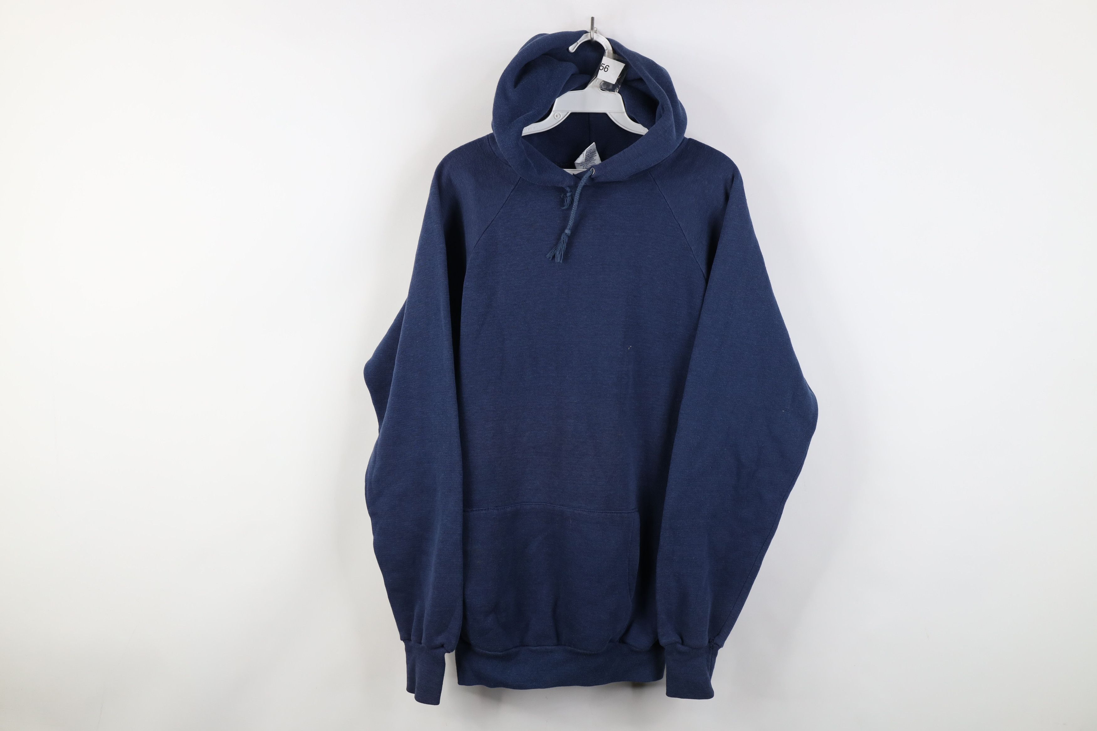 Vintage Vintage 70s Streetwear Blank Hoodie Sweatshirt Blue USA Size US XL / EU 56 / 4 - 1 Thumbnail