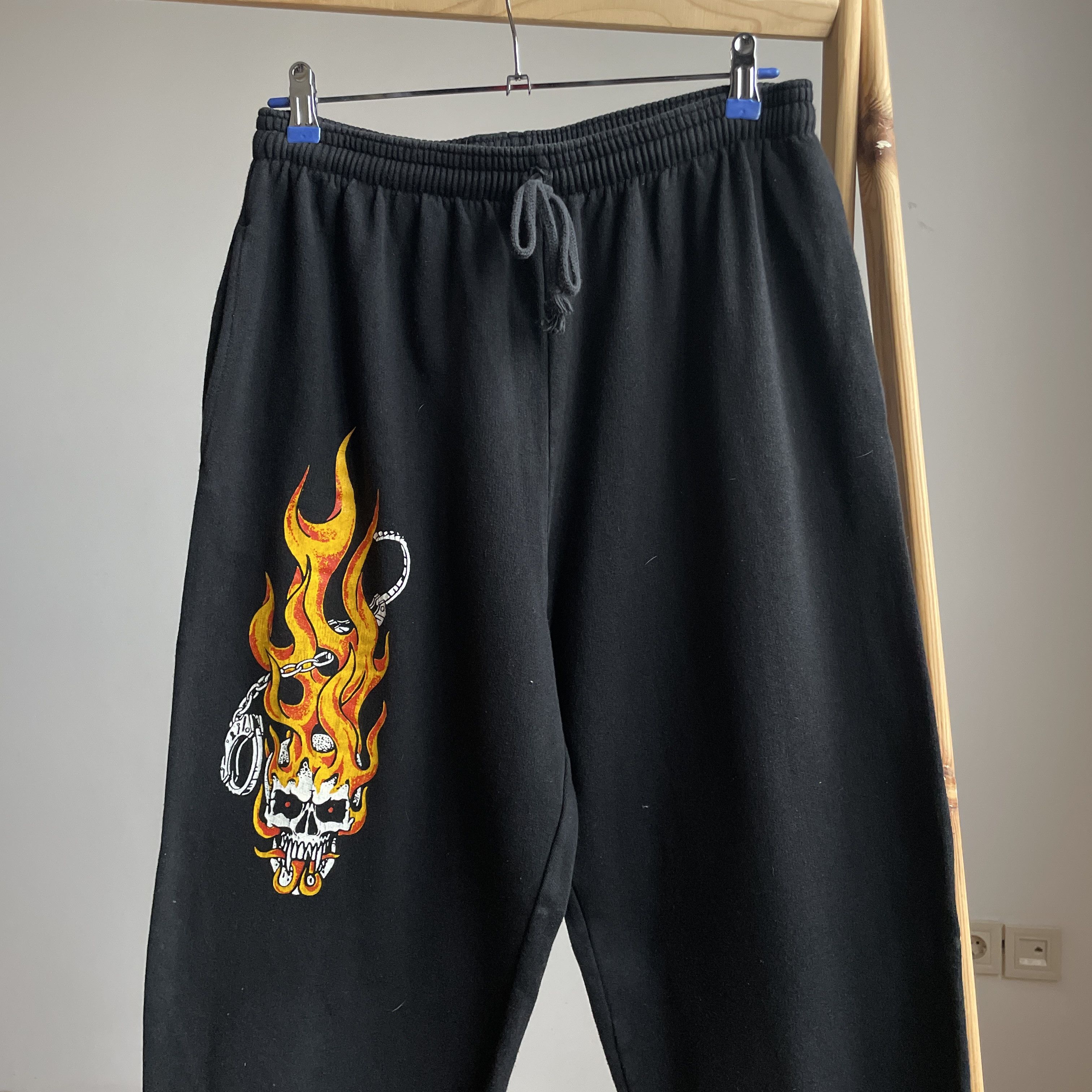 Vintage Vintage 90's Burning Skull Baggy Sweatpants Size XXL Size US 36 / EU 52 - 3 Thumbnail