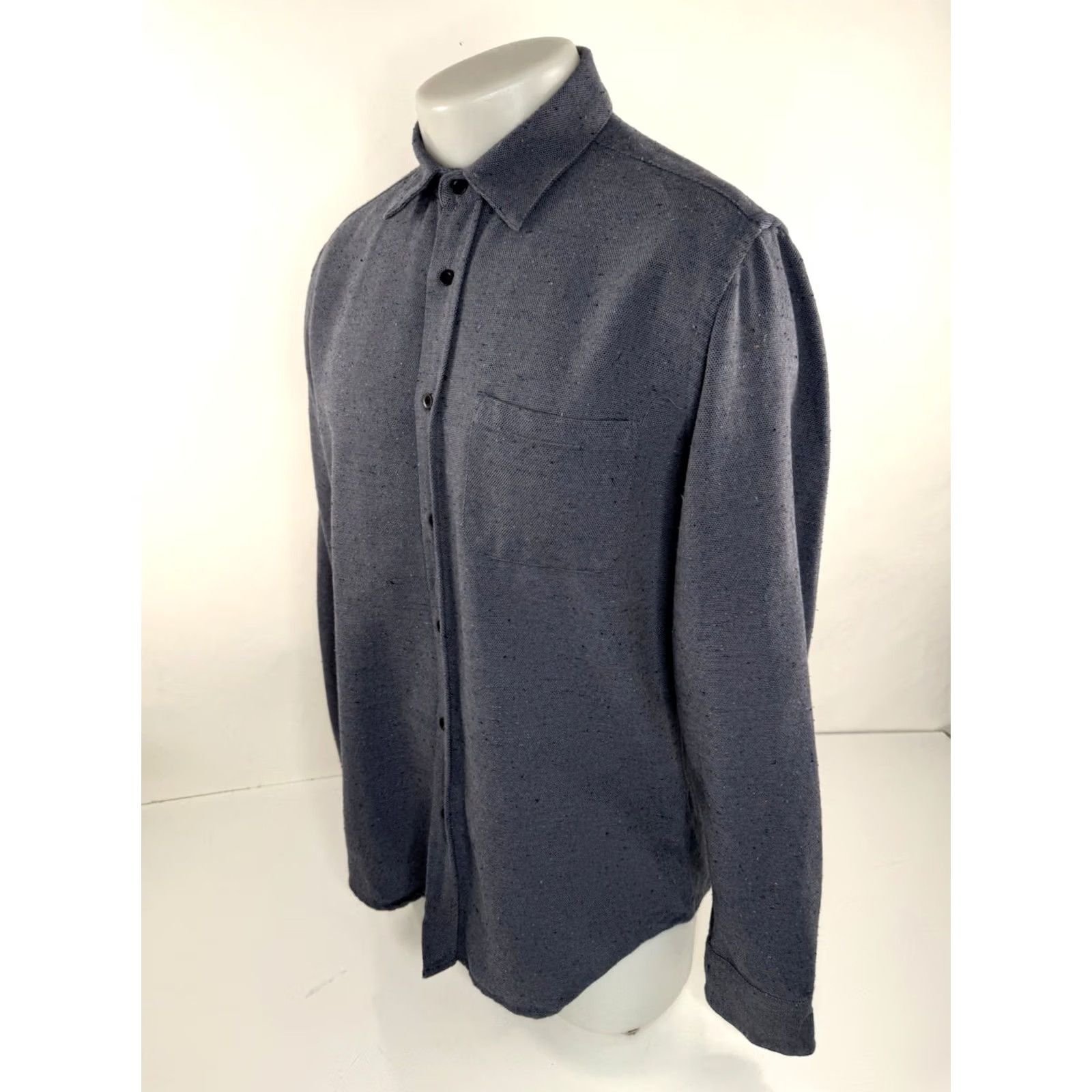 Portuguese Flannel PORTUGUESE FLANNEL L Shirt Speckled SILK WOOL Blue Master Craftsman Button-Up Mens Size US L / EU 52-54 / 3 - 3 Thumbnail