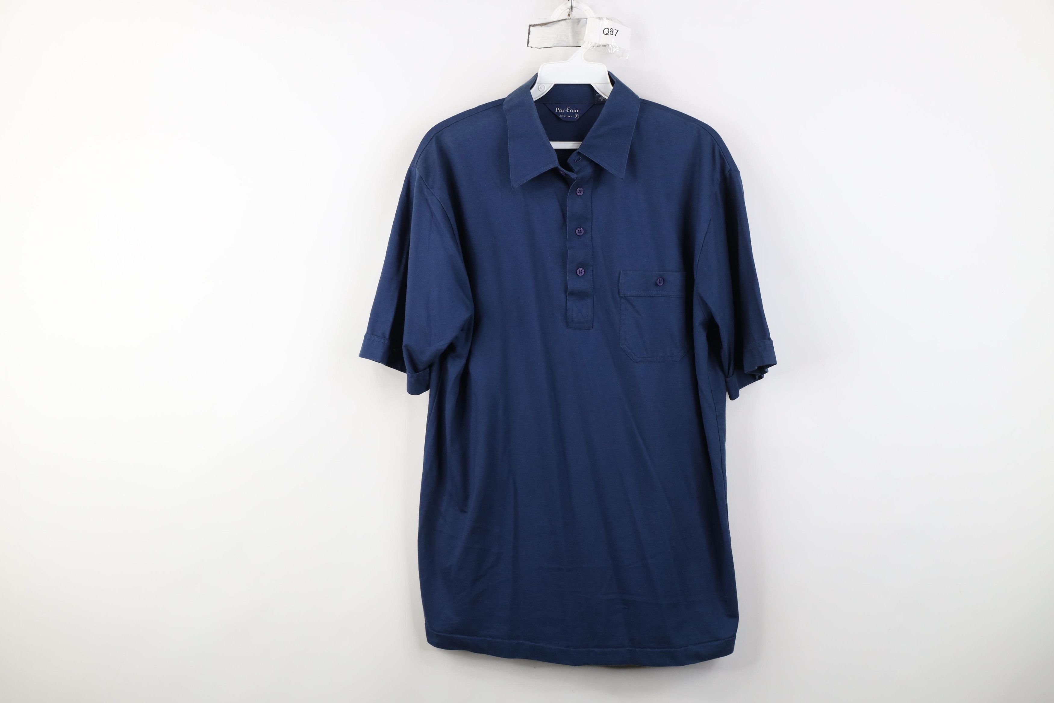 Vintage Vintage 70s Streetwear Knit Collared Golf Polo Shirt Blue Size US L / EU 52-54 / 3 - 1 Thumbnail