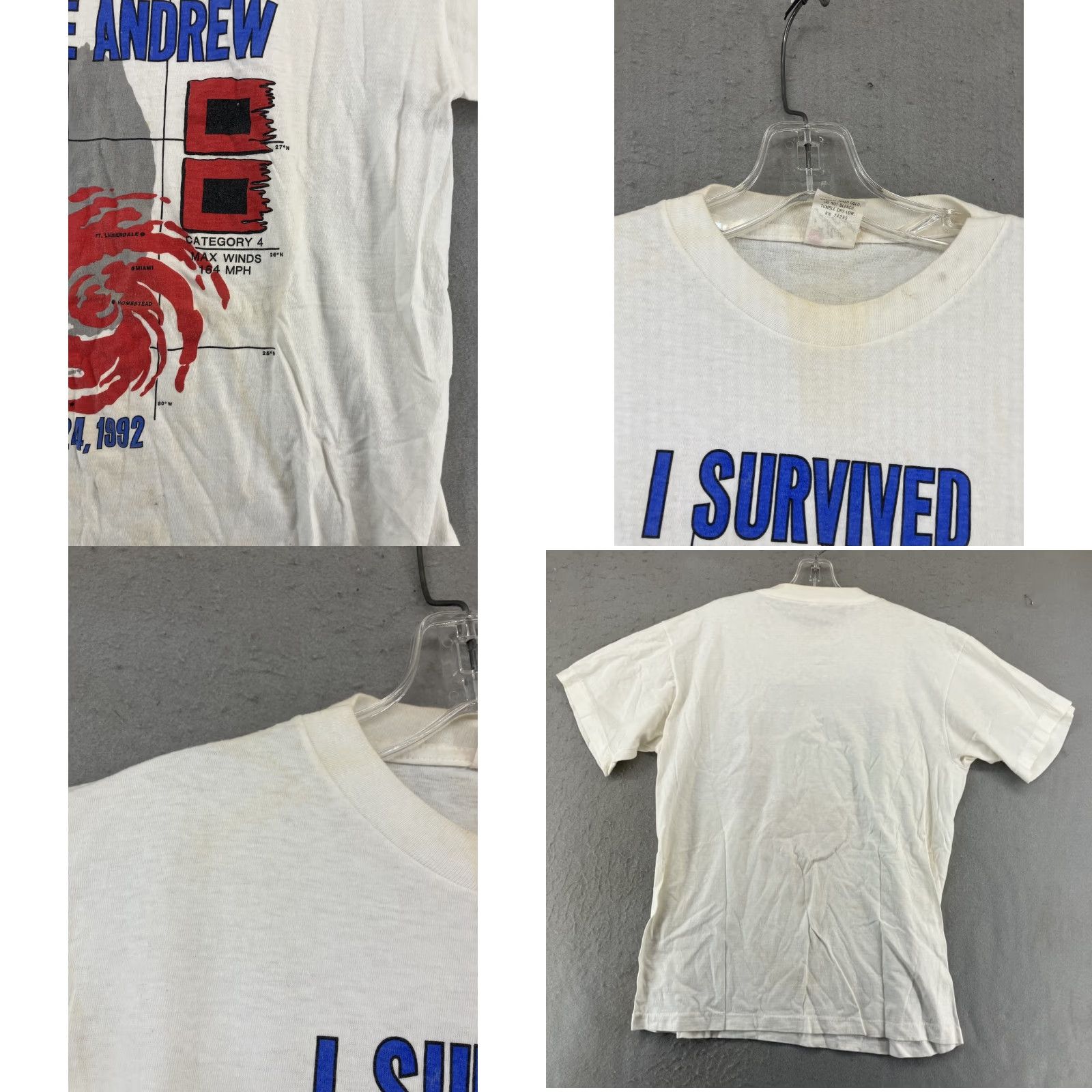 Vintage I Survived Hurricane Andrew White Graphic TShirt Caribbean Dream Adults XL Size US XL / EU 56 / 4 - 8 Thumbnail
