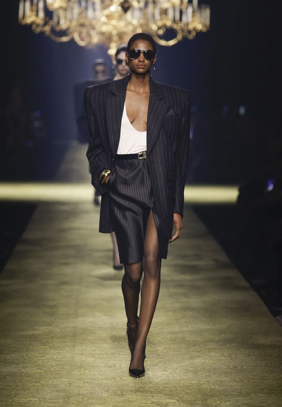 Saint Laurent Paris Saint Laurent 80’s Shoulder Oversize pinstrie Blazer Size ONE SIZE - 1 Thumbnail