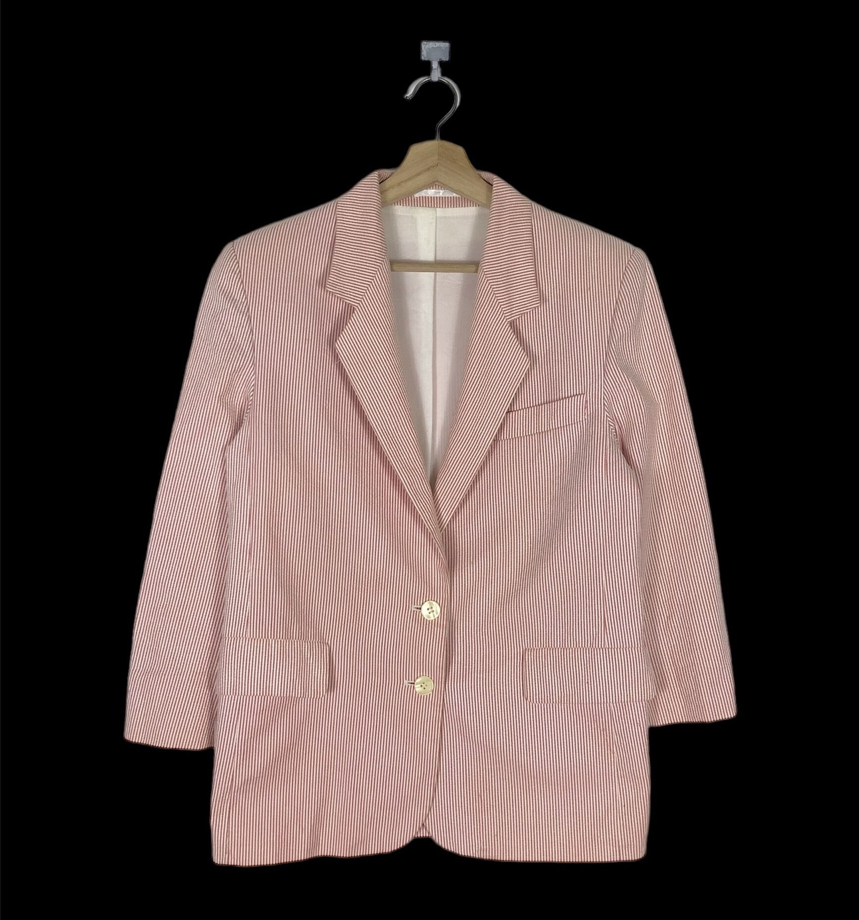 Burberry RARE🔥VINTAGE BURBERRYS MADE IN ENGLAND PINK HICKORY COAT Size S / US 4 / IT 40 - 2 Thumbnail