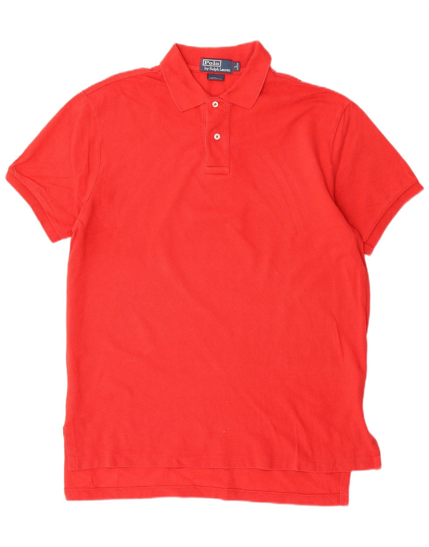 Polo Ralph Lauren Mens Custom Fit Polo Shirt Large Red Cotton Size US L / EU 52-54 / 3 - 1 Thumbnail
