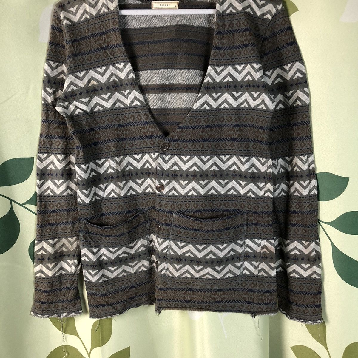 Homespun Knitwear × Japanese Brand Browny grey art vintage design Cardigan knitwear #7417 Size M / US 6-8 / IT 42-44 - 3 Thumbnail