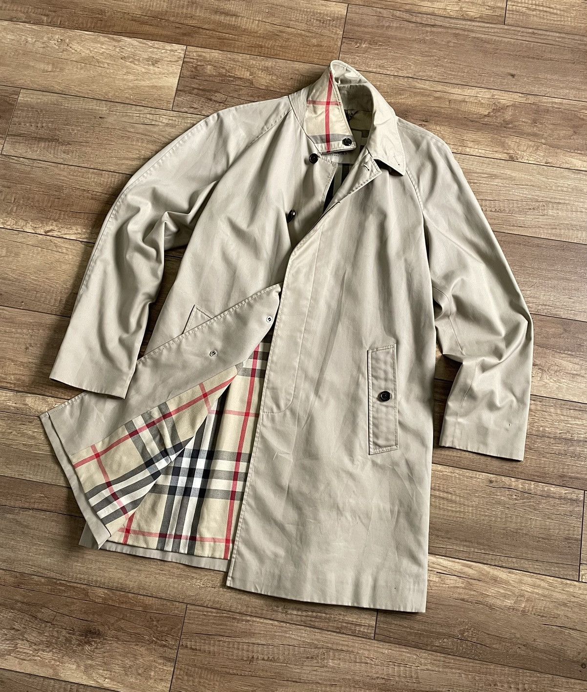 Burberry Burberry Beige Long Nova Check Trench Coat Jacket Size US L / EU 52-54 / 3 - 2 Thumbnail