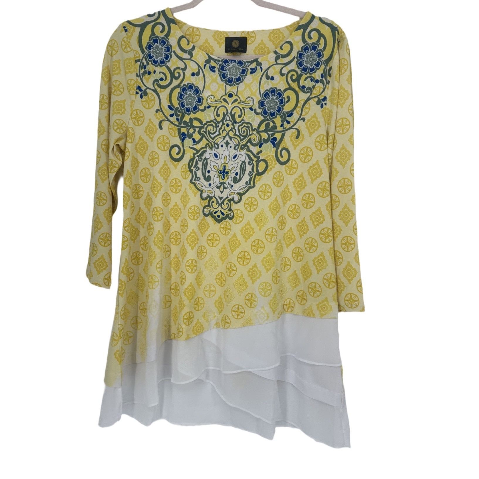 JM Collection JM Mediterranean Style Geometric Medallion Top - Yellow - M Size M / US 6-8 / IT 42-44 - 4 Thumbnail