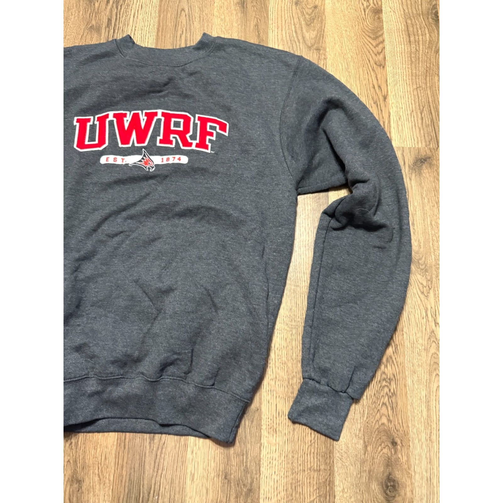Champion Champion Sweater, Men's Small, Gray Red White, Crew Neck, UWRF Est. 1874, Logo, Pullover, Regular, Fall Winter Spring Summer, Knit, Shirt, Mens Size US S / EU 44-46 / 1 - 4 Thumbnail
