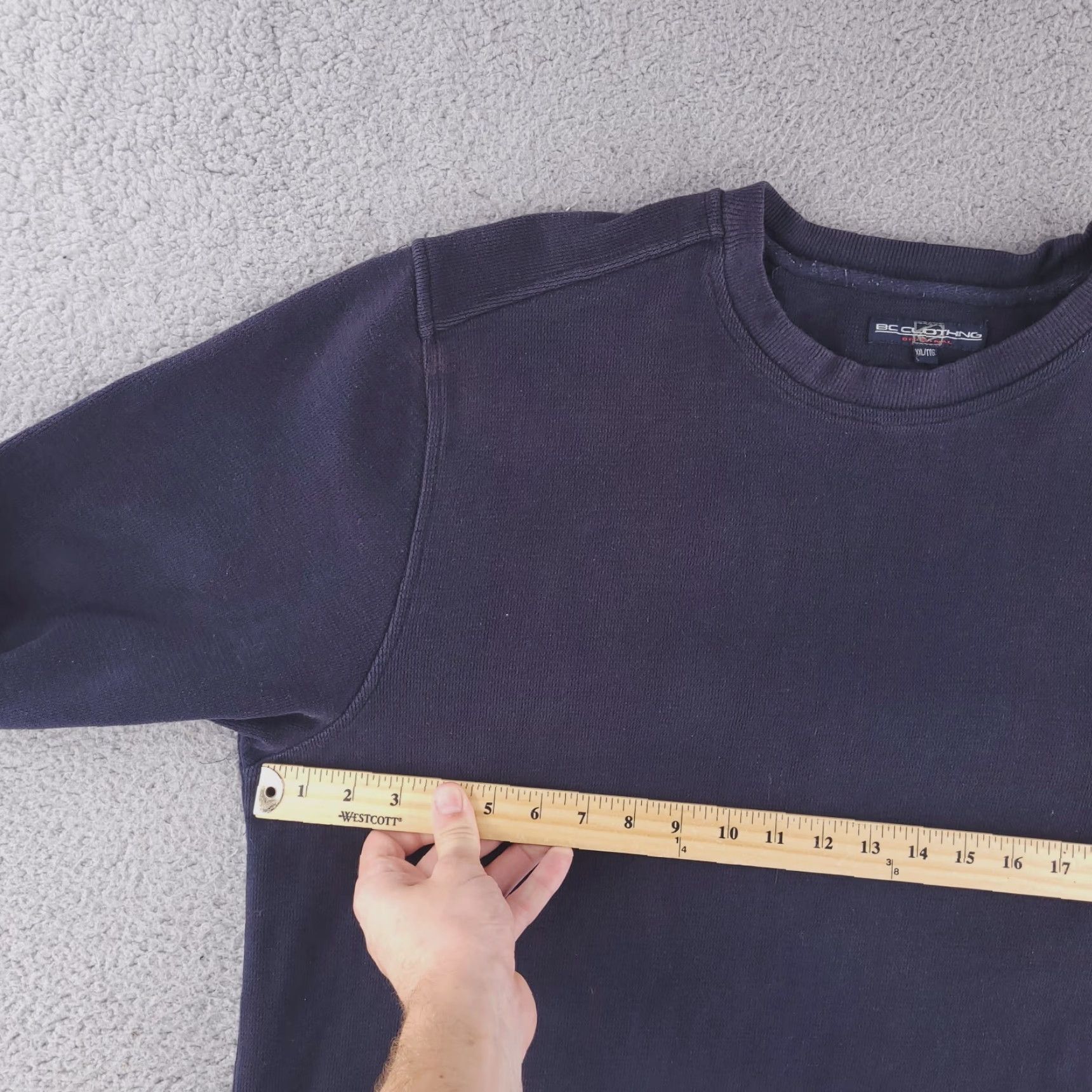 Vintage VINTAGE BC Clothing Sweatshirt Mens 2XL Black Heavyweight Pullover Crew Neck Thick Cuffs Wide 90s? (keep to rules) Size US XXL / EU 58 / 5 - 5 Thumbnail