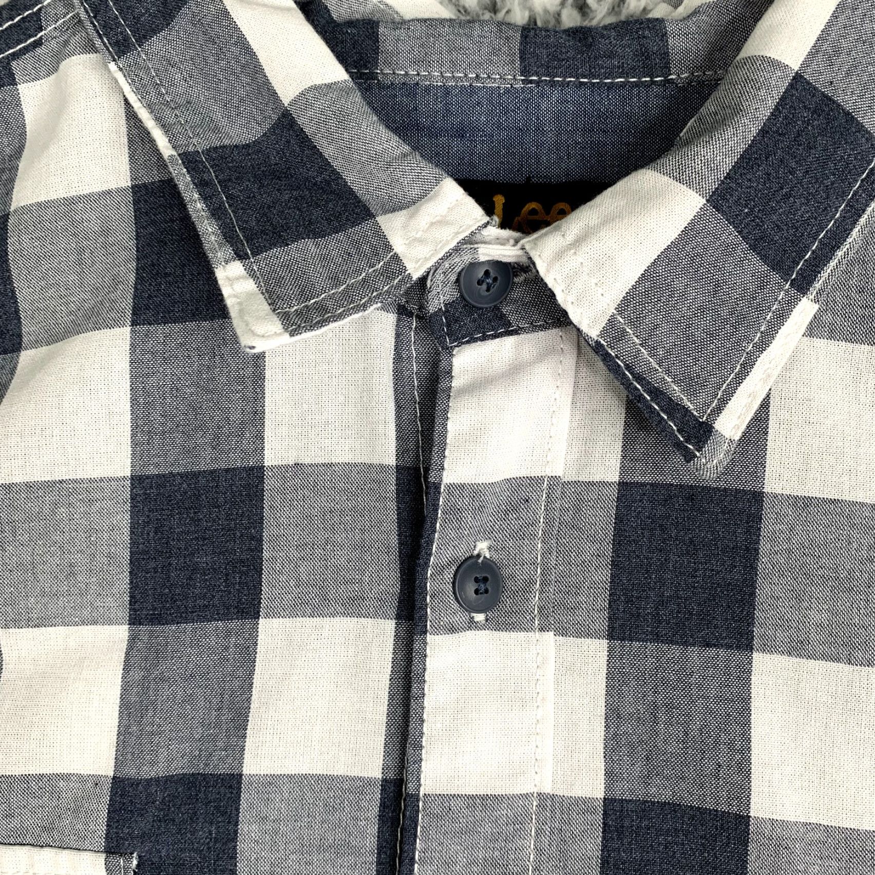 Lee Lee Shirt Mens 2XL Navy Blue White Buffalo Check Button-Up Collared Size US XXL / EU 58 / 5 - 3 Thumbnail