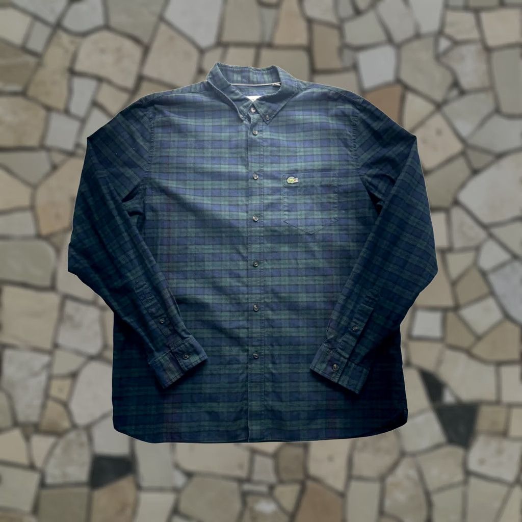 Lacoste Lacoste Plaid Shirt Button-Down Long Sleeve 100% Cotton Mens L Green Regular Fit Size US L / EU 52-54 / 3 - 1 Thumbnail
