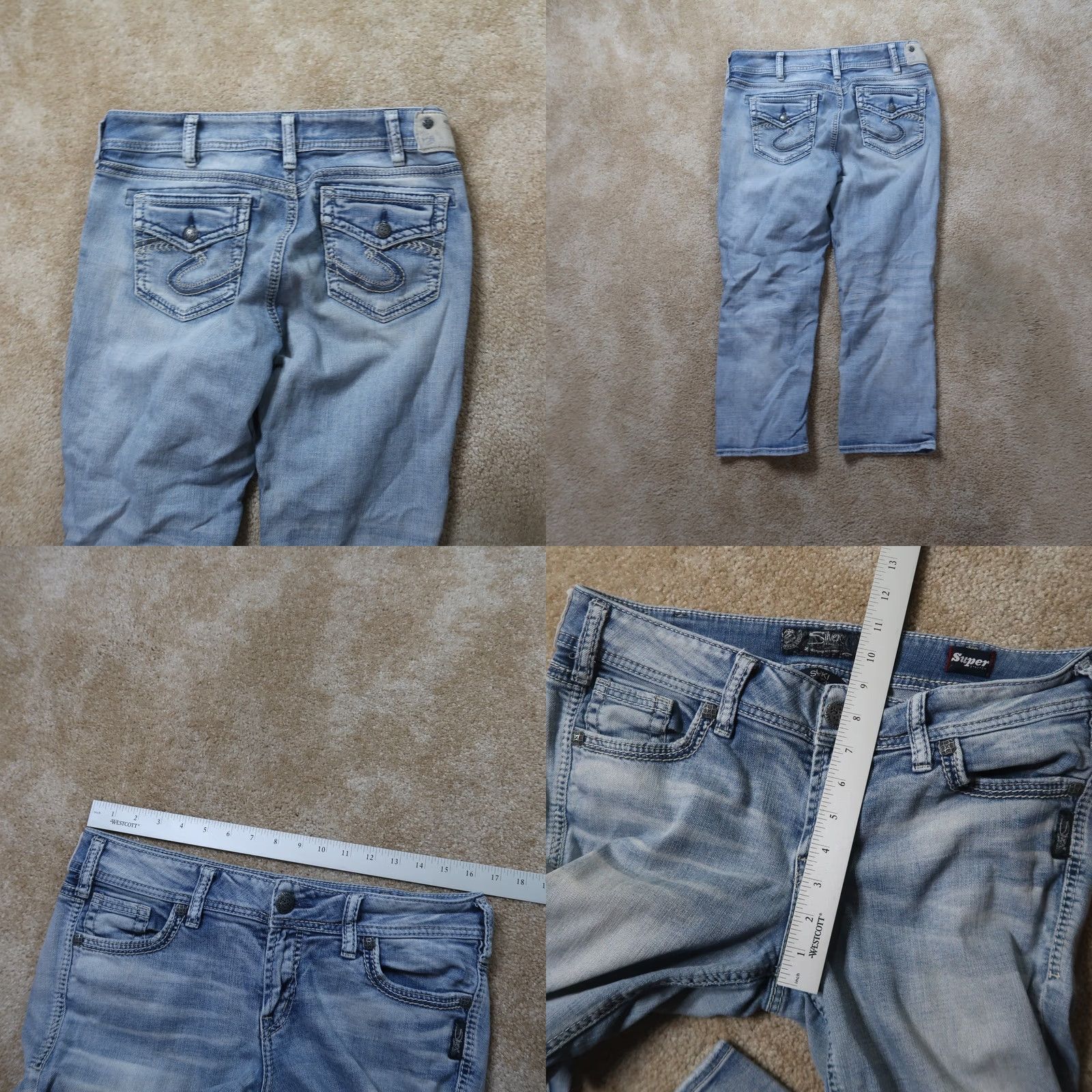 Silver Jeans Co. Silver Jeans Suki Capri Jeans Womens 31x22.5 Blue Stretch Denim Capris Slim Size 24" / US 00 / IT 34 - 8 Thumbnail