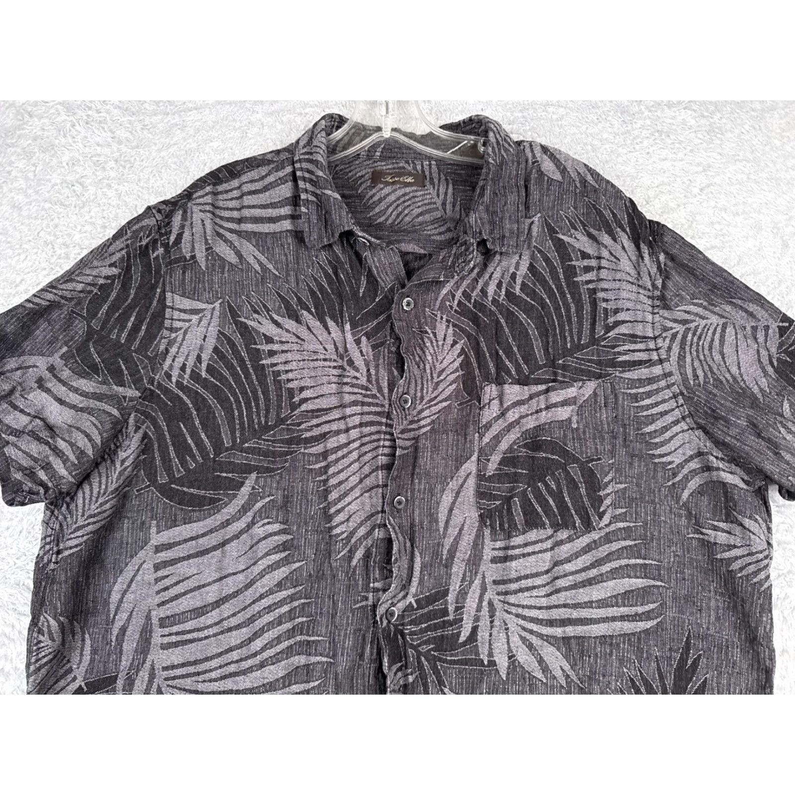 Tasso Elba Tasso Elba Shirt Adult 2XL Gray Floral Palm Leaf Button Up Silk Blend Size US XXL / EU 58 / 5 - 4 Thumbnail