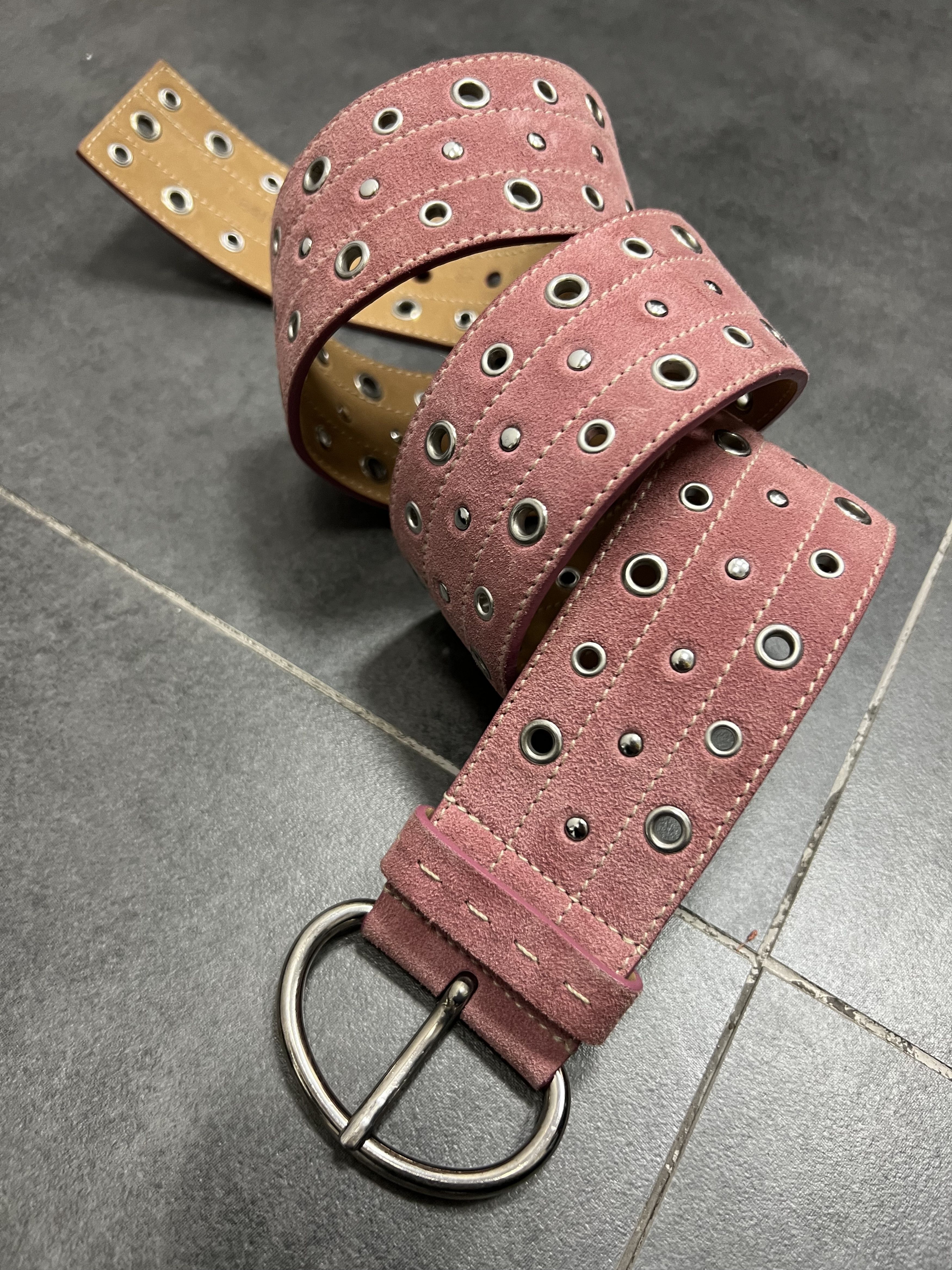 Prada Prada pink suede y2k Leather Belt Size ONE SIZE - 1 Thumbnail