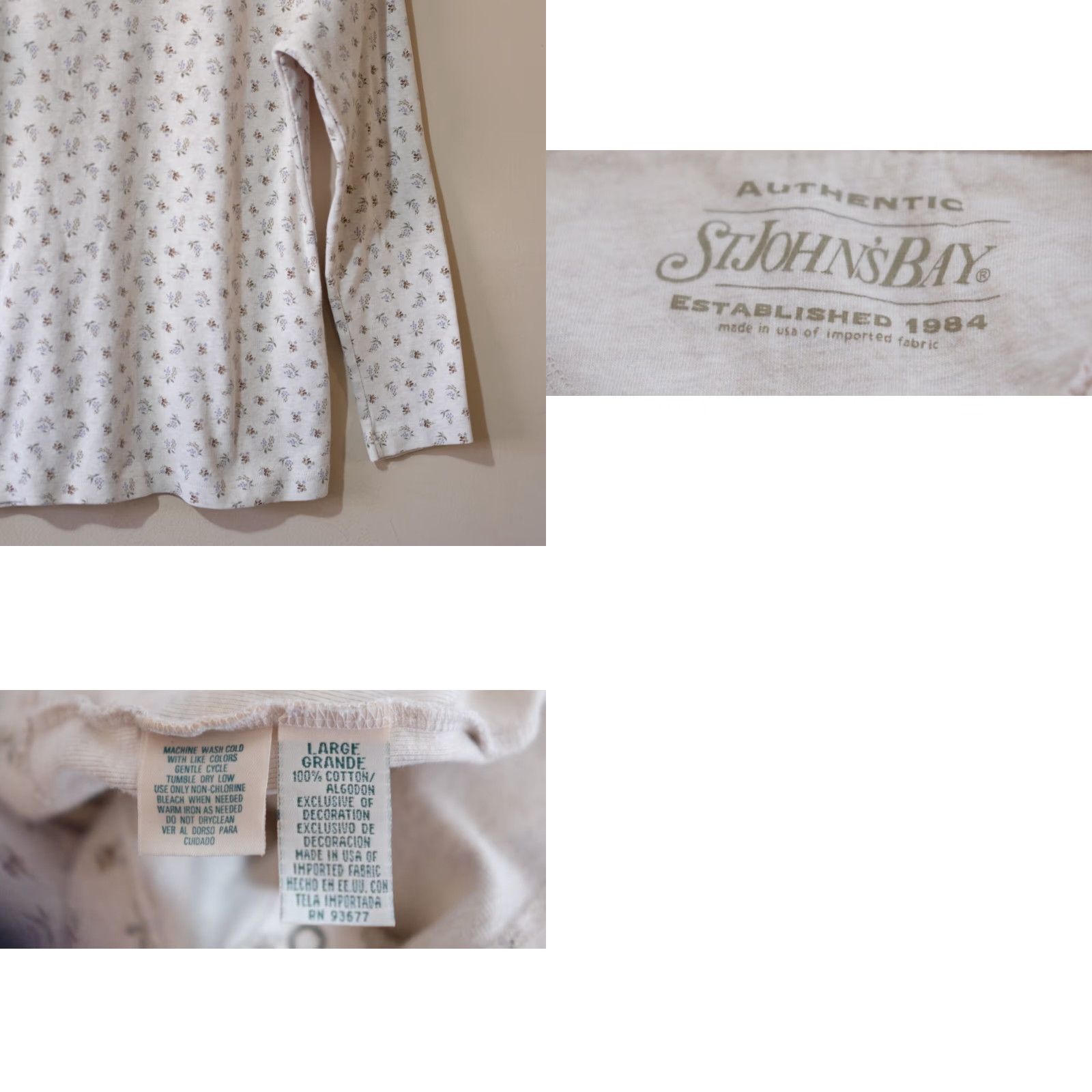 Vintage St. Johns Bay Longsleeve Shirt Floral Crew Neck Snap Beige Women's L Size L / US 10 / IT 46 - 8 Thumbnail