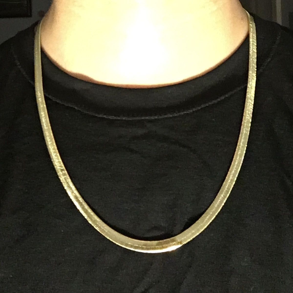Jewelry Gold Chain Herringbone Necklace 24in 6mm Size ONE SIZE - 1 Thumbnail