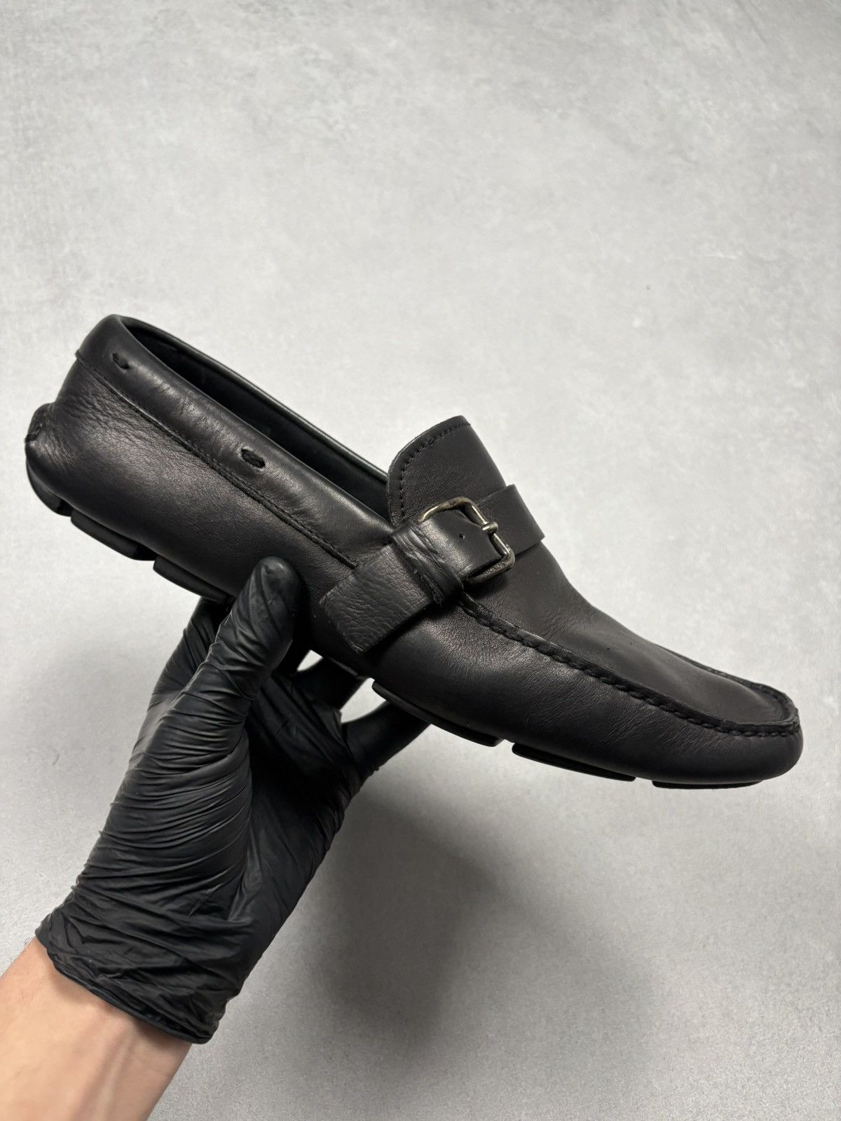 Prada Prada Leather Buckle Driving Loafers Black Size 10 Classic Size US 10 / EU 43 - 2 Thumbnail