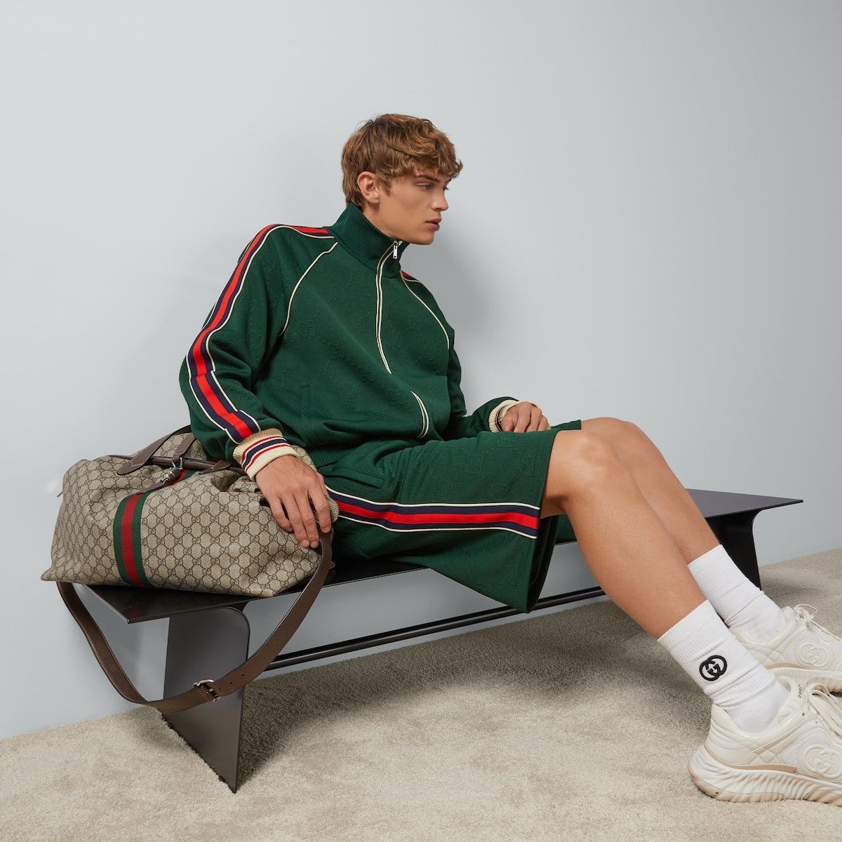 Gucci o1s1wg111025 GG Jacquard Jersey Shorts in Green Size US 32 / EU 48 - 2 Thumbnail