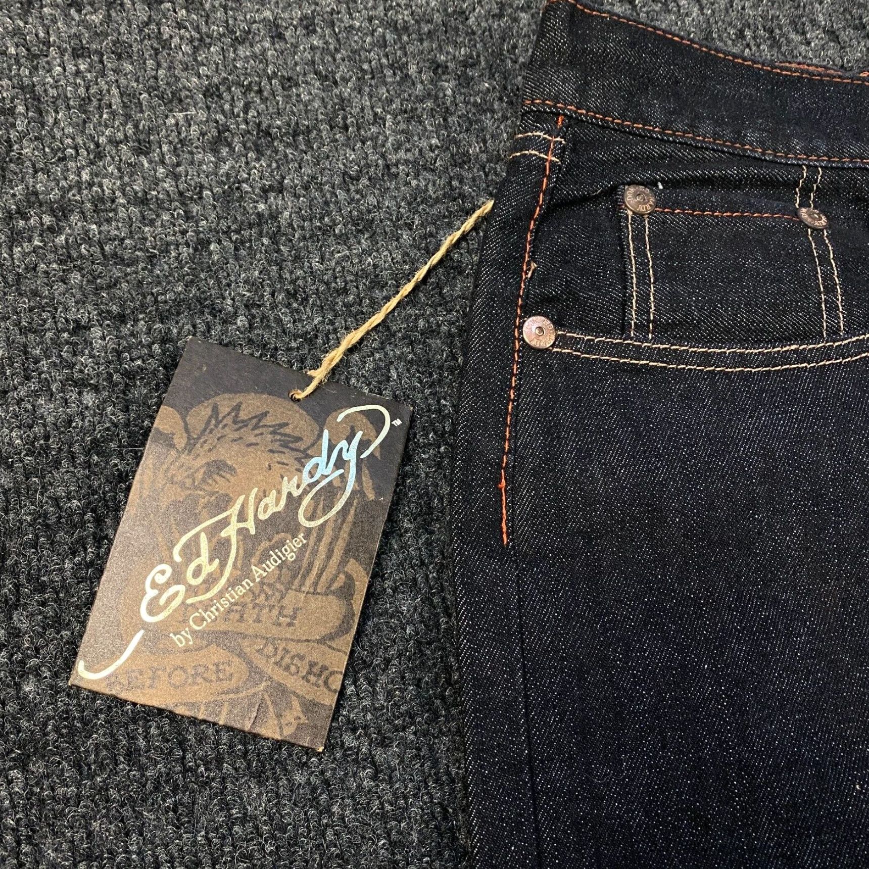 Ed Hardy VINTAGE Ed Hardy Jeans Denim 42 in Blue 5-Pocket Skull Embroidered Relaxed Straight 2007 Mens Size US 42 / EU 58 - 4 Thumbnail