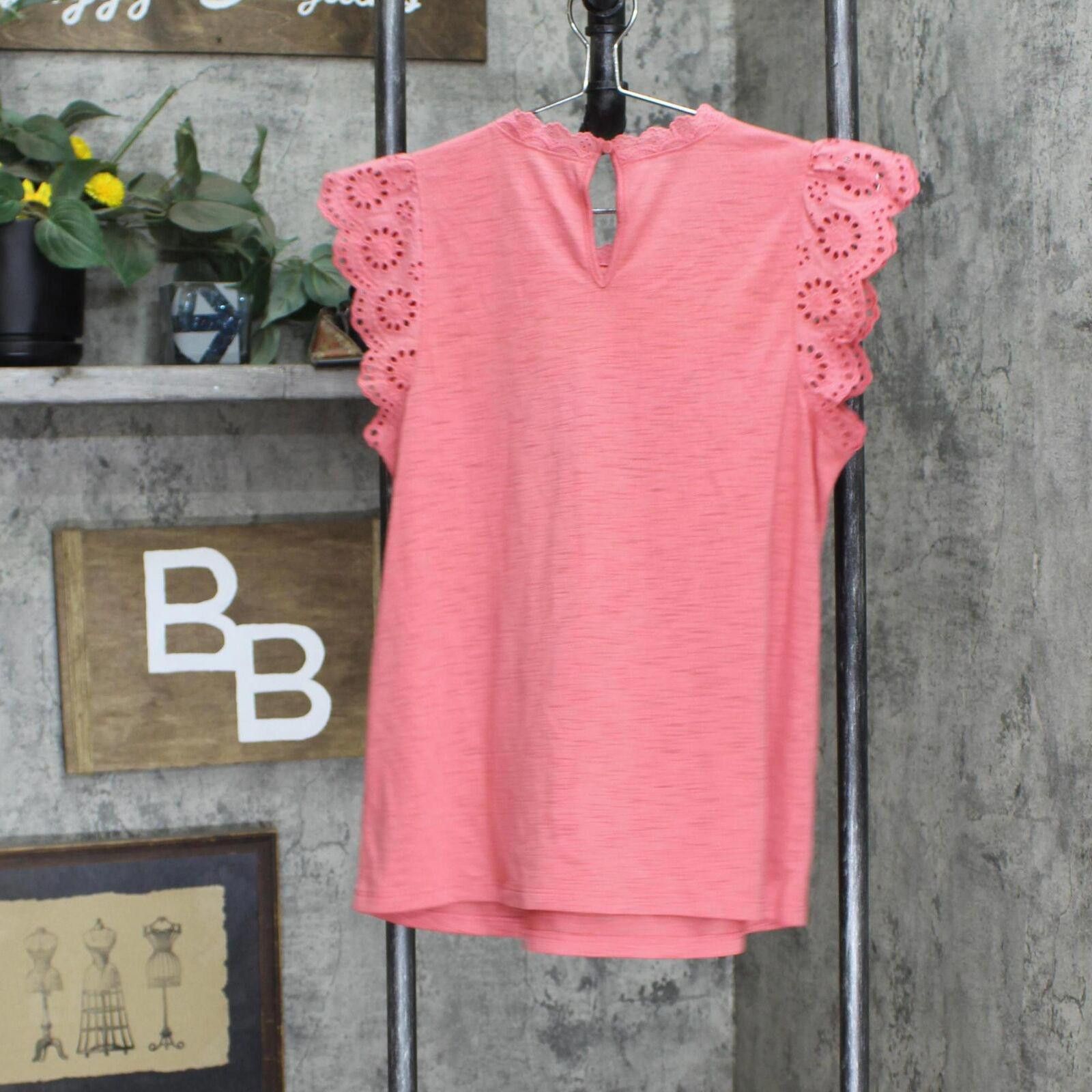 Designer NEW Lc Lauren Conrad Sleeve Lace Tank Scented Rose Pink S Size S / US 4 / IT 40 - 2 Thumbnail
